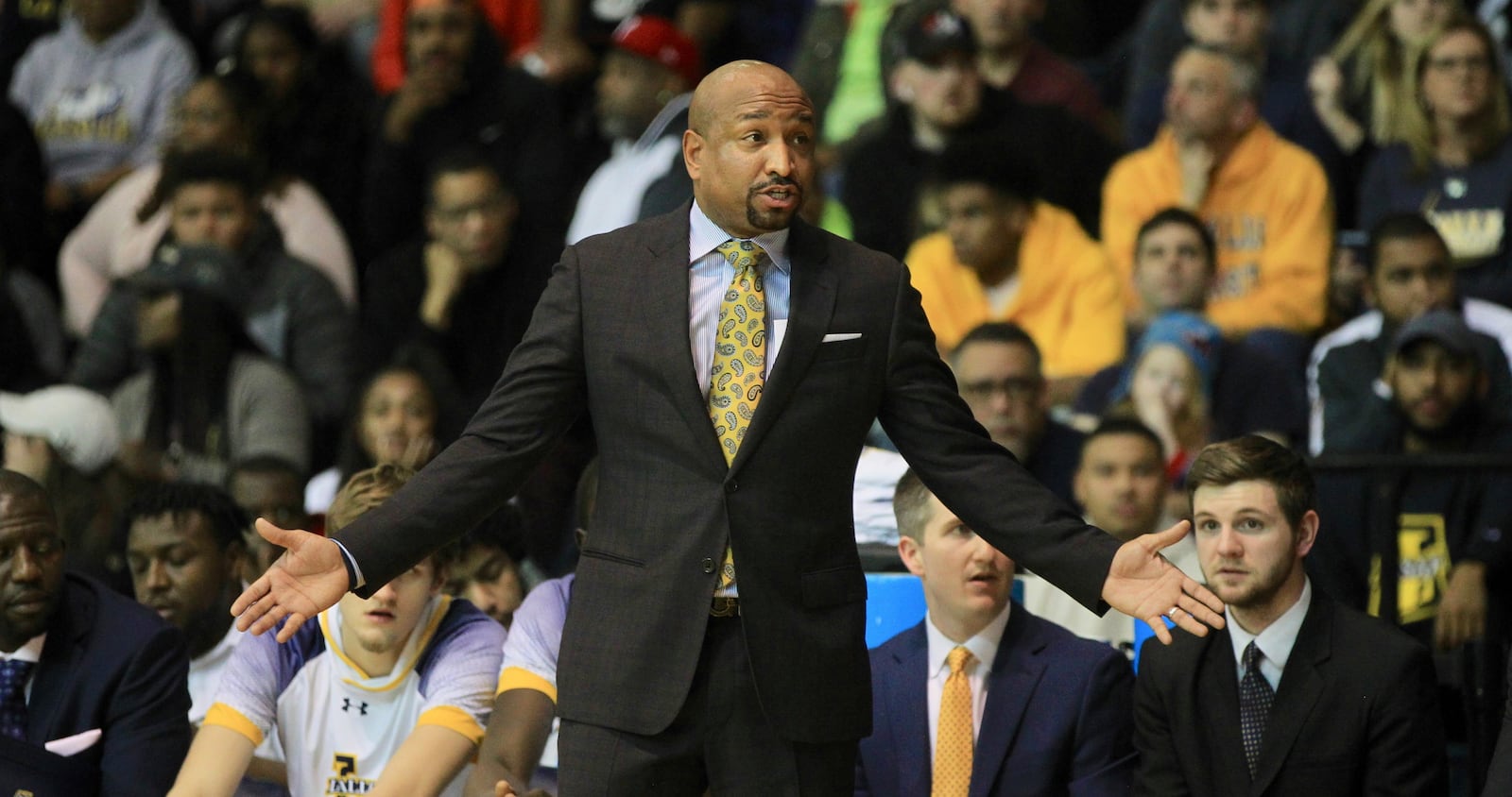 La Salle's Ashley Howard coaches during a game against Dayton on Thursday, Jan. 2, 2020, at Tom Gola Arena.