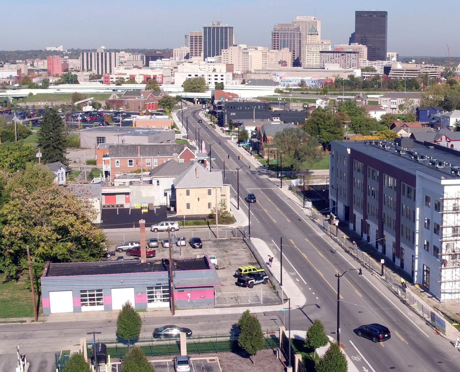 The 500 block of Warren Street is home to the Flats at South Park apartment building. 