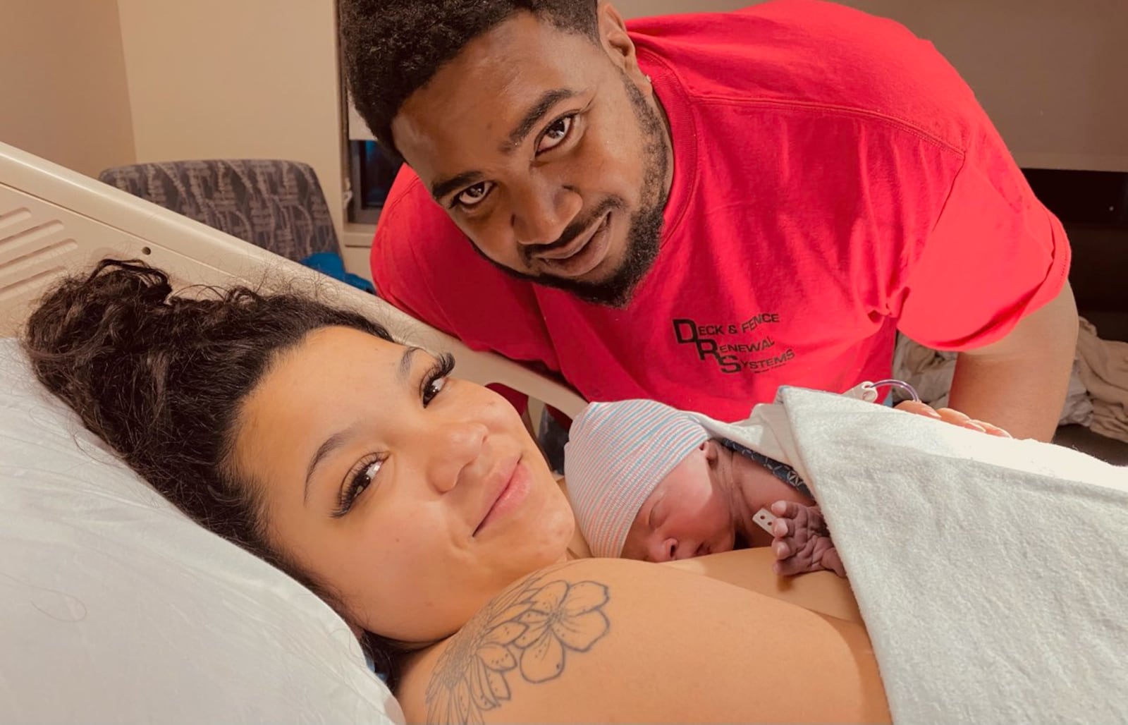 Ashley Longshaw and Brian Dixon with newborn son Marco Van Dixon who was the first baby born in 2021 in Clark County at 12:19 a.m. on New Year's Day. CONTRIBUTED