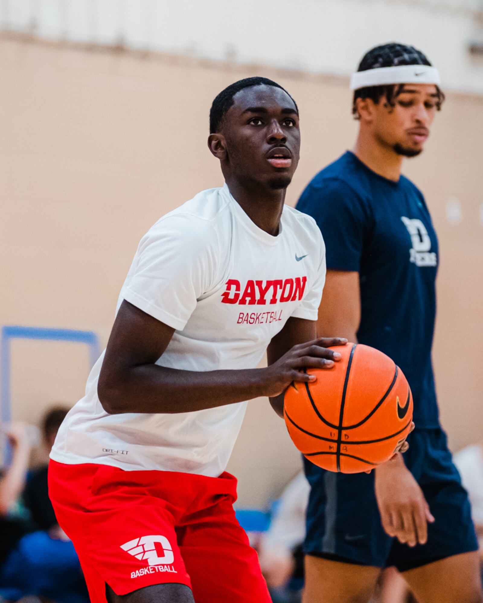 Dayton's Kobe Elvis shoots during a summer practice in 2022 at the Cronin Center. Photo by Joe Tampone