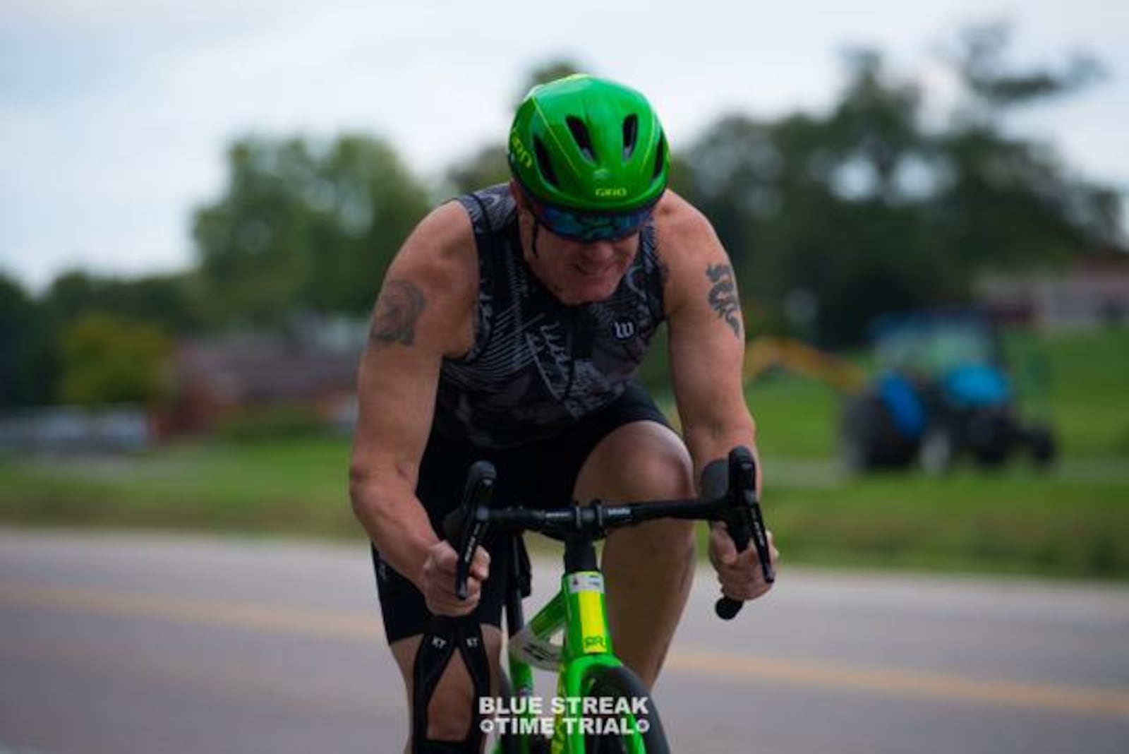 Dan Semsel started running marathons after being diagnosed with thyroid cancer. After knee injuries, he has started participating in triathlons. He is shown at the Blue Streak Time Trial at Wright-Patterson Air Force Base in September. CONTRIBUTED