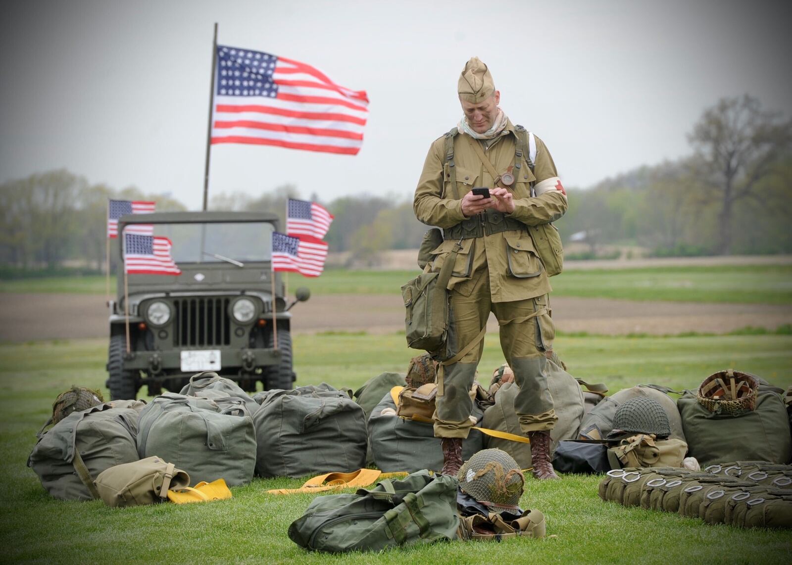 Hundreds gathered at Skydive Greene County to pay tribute to Jim “Pee Wee” Martin, who turns 100 on April 29. Martin was celebrated by a mass jump out of vintage aircraft.