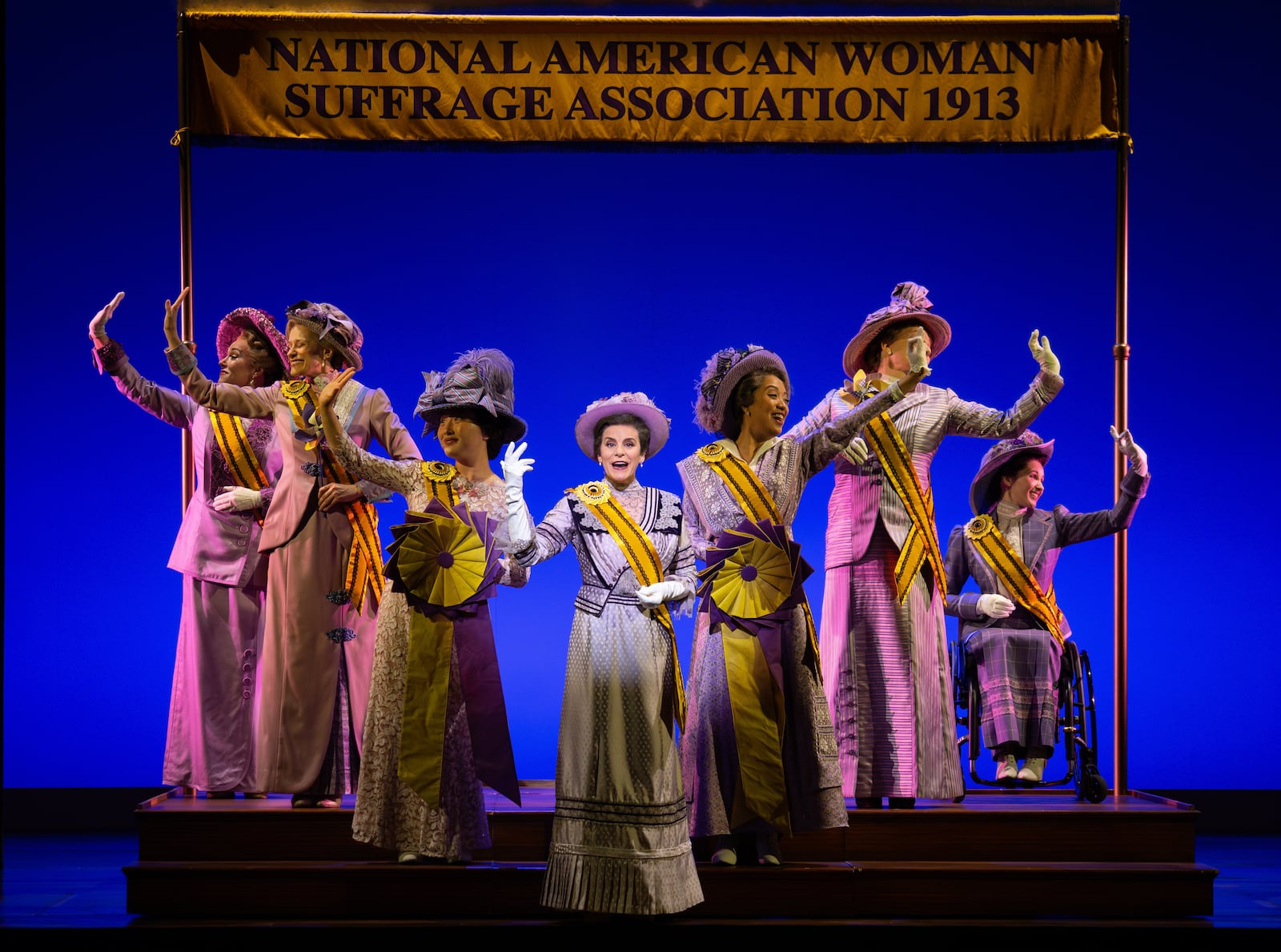 "Suffs," a musical about the women's suffrage movement which won 2024 Tony Awards for Best Book and Best Score, will have its local premiere March 31-April 5, 2026 at the Schuster Center. Photo by Joan Marcus