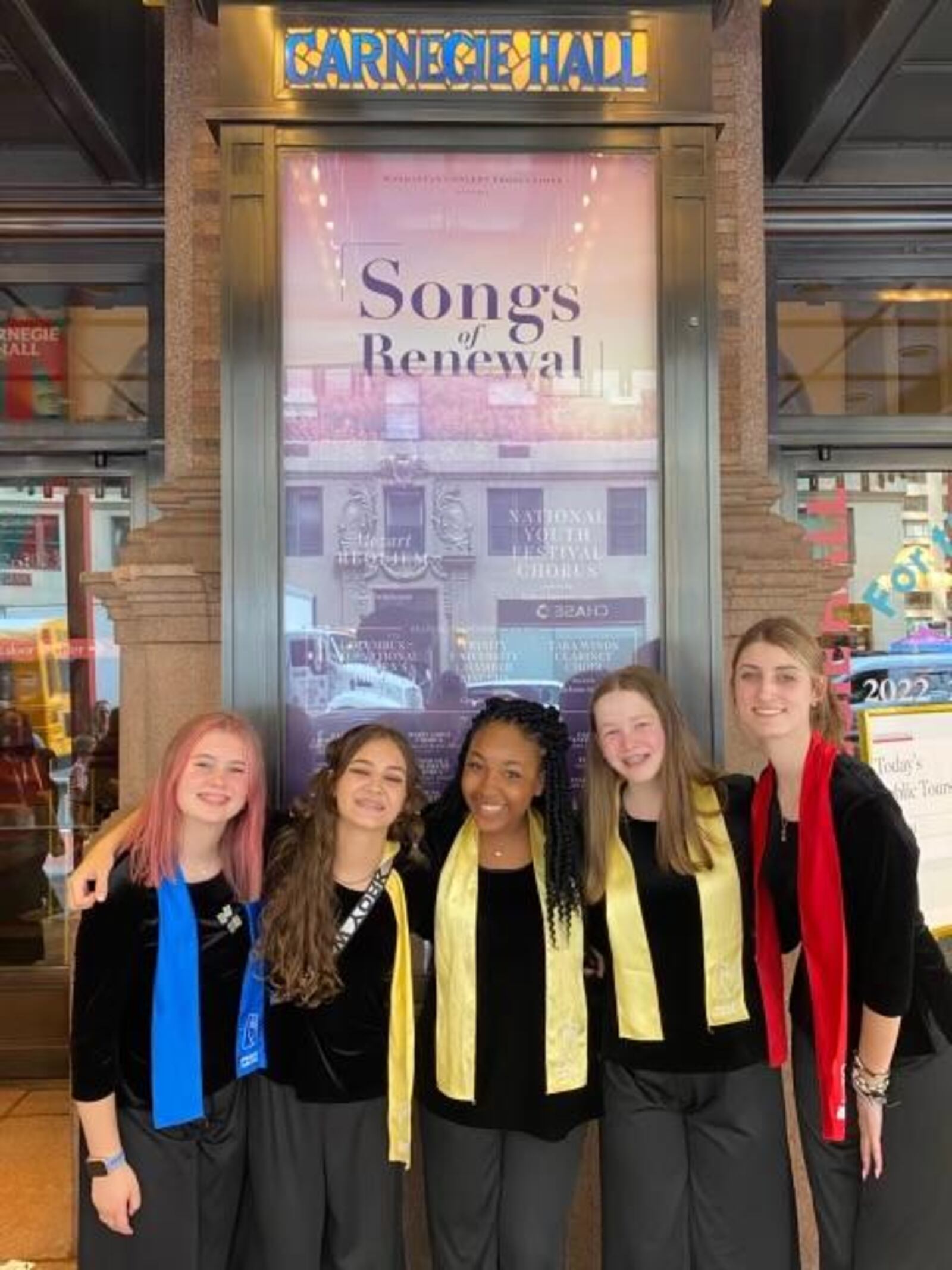 Cincinnati Youth Choir member Kennedi Grayer (third from left among her fellow CYC members), a student at Mason Middle School, was among the participants of the “Songs of Renewal” concert June 13 at Carnegie Hall. 