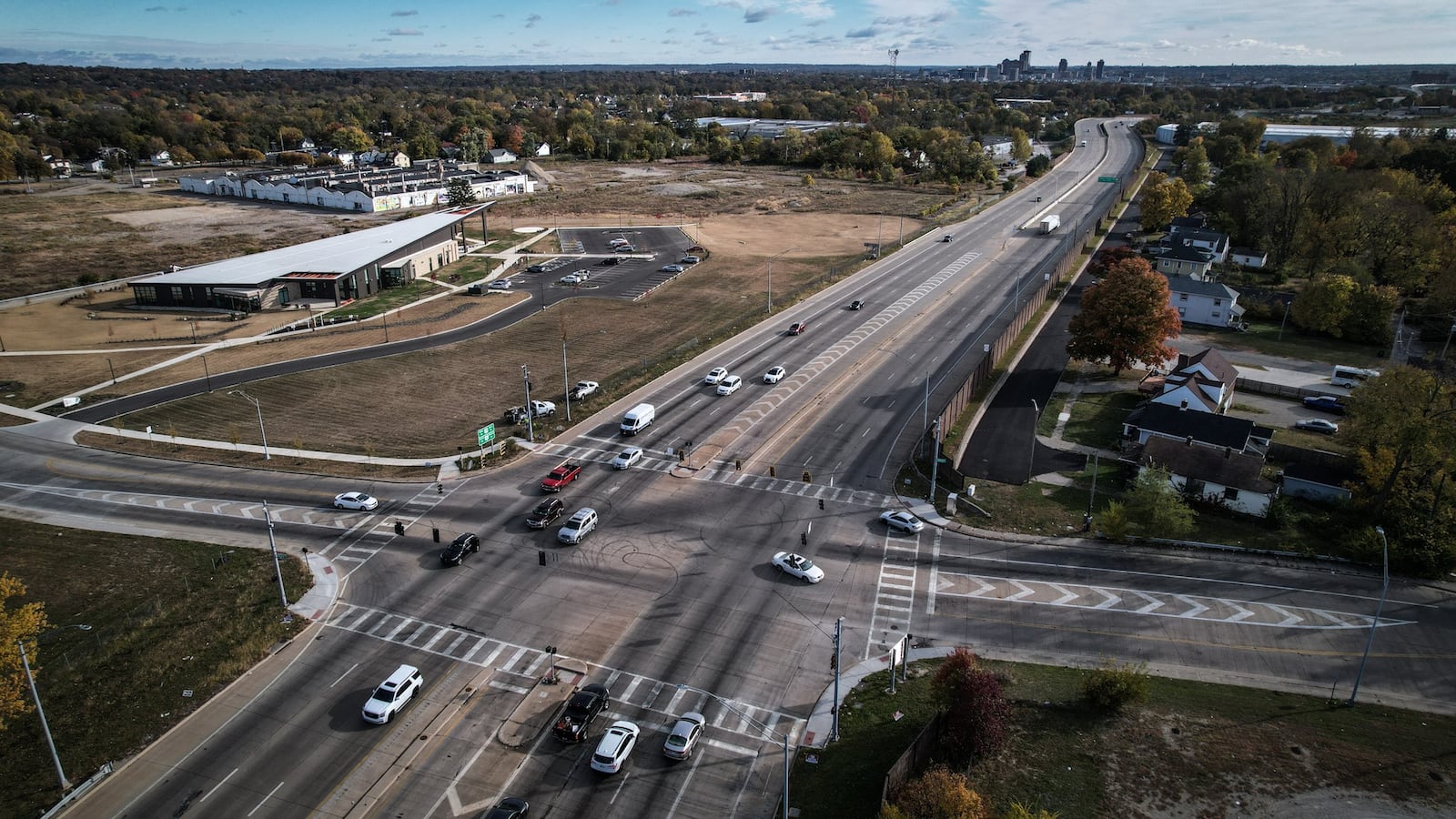 Dayton wants to build a pedestrian bridge over U.S. 35 at Abbey Avenue in Dayton. JIM NOELKER/STAFF