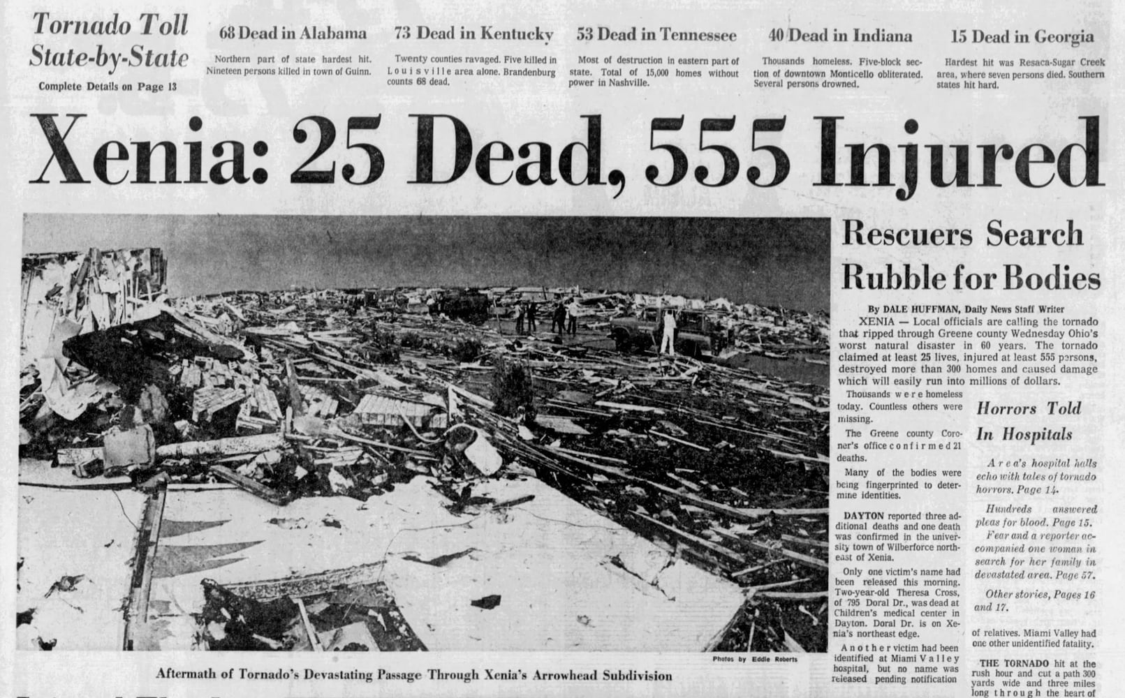 Xenia tornado 1974 DDN pages