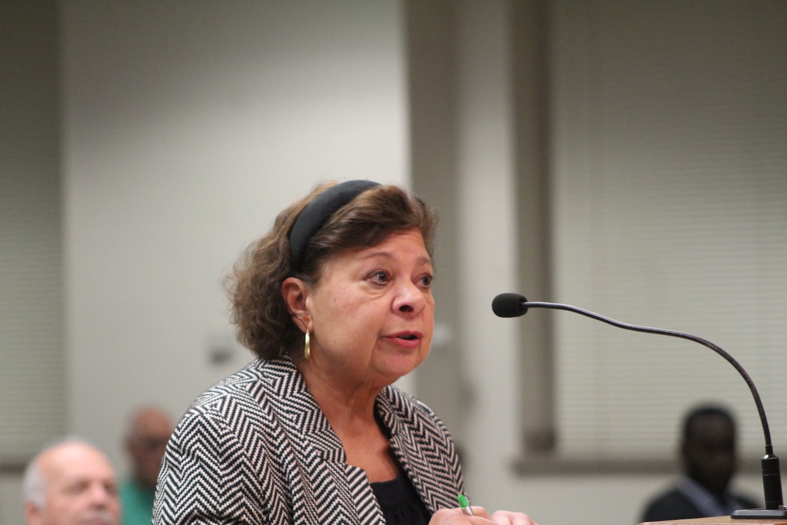 Jan Lepore-Jentleson, executive director of East End Community Services, speaks at a Dayton City Commission meeting on Wednesday, Nov. 2, 2022. CORNELIUS FROLIK / STAFF