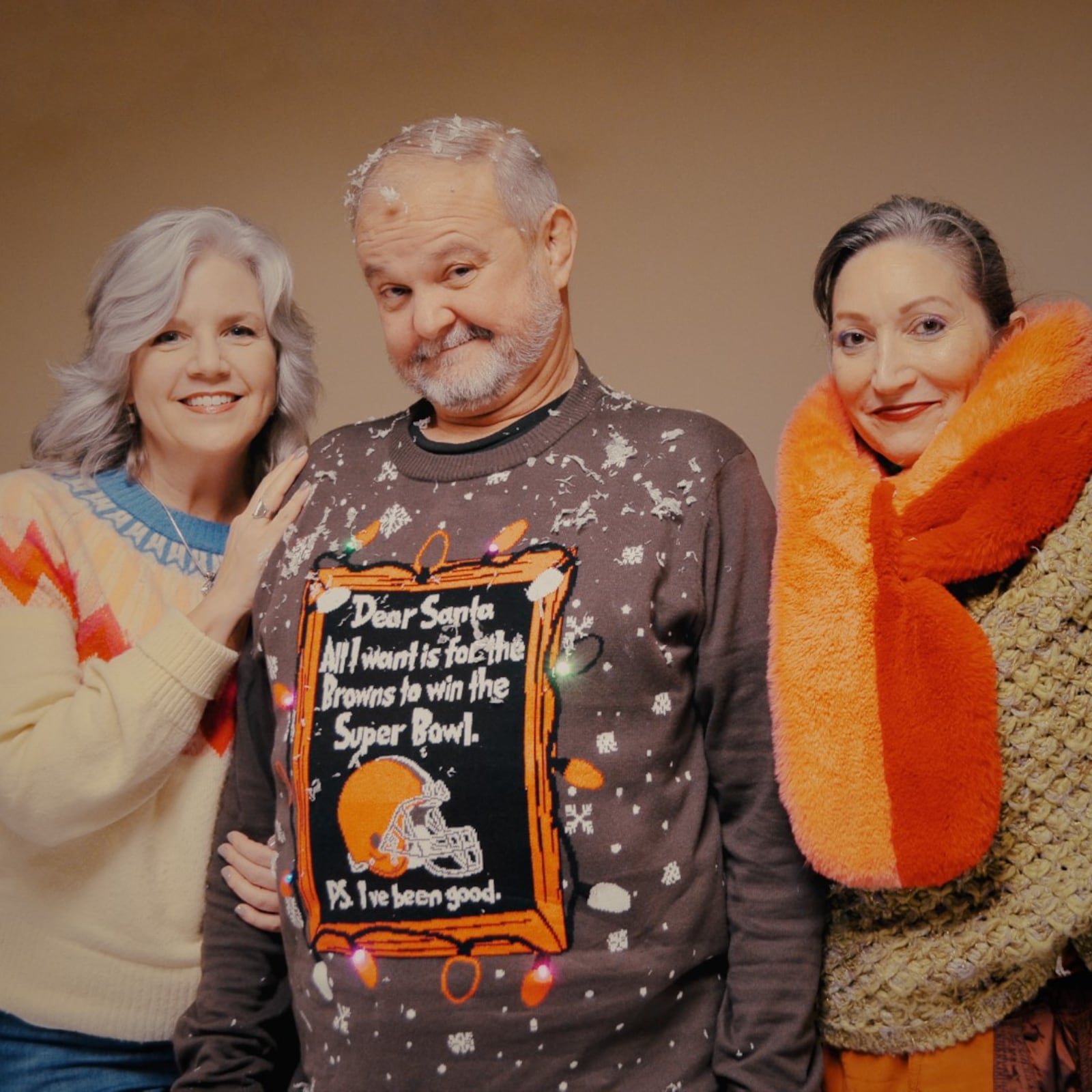 Left to right: Christine Brunner (Noel Claus), Tim Lile (The Snowman) and Mierka Girten (Sharon) in the Human Race Theatre Company's production of "A Frosty Night." PHOTO BY HUMAN RACE THEATRE