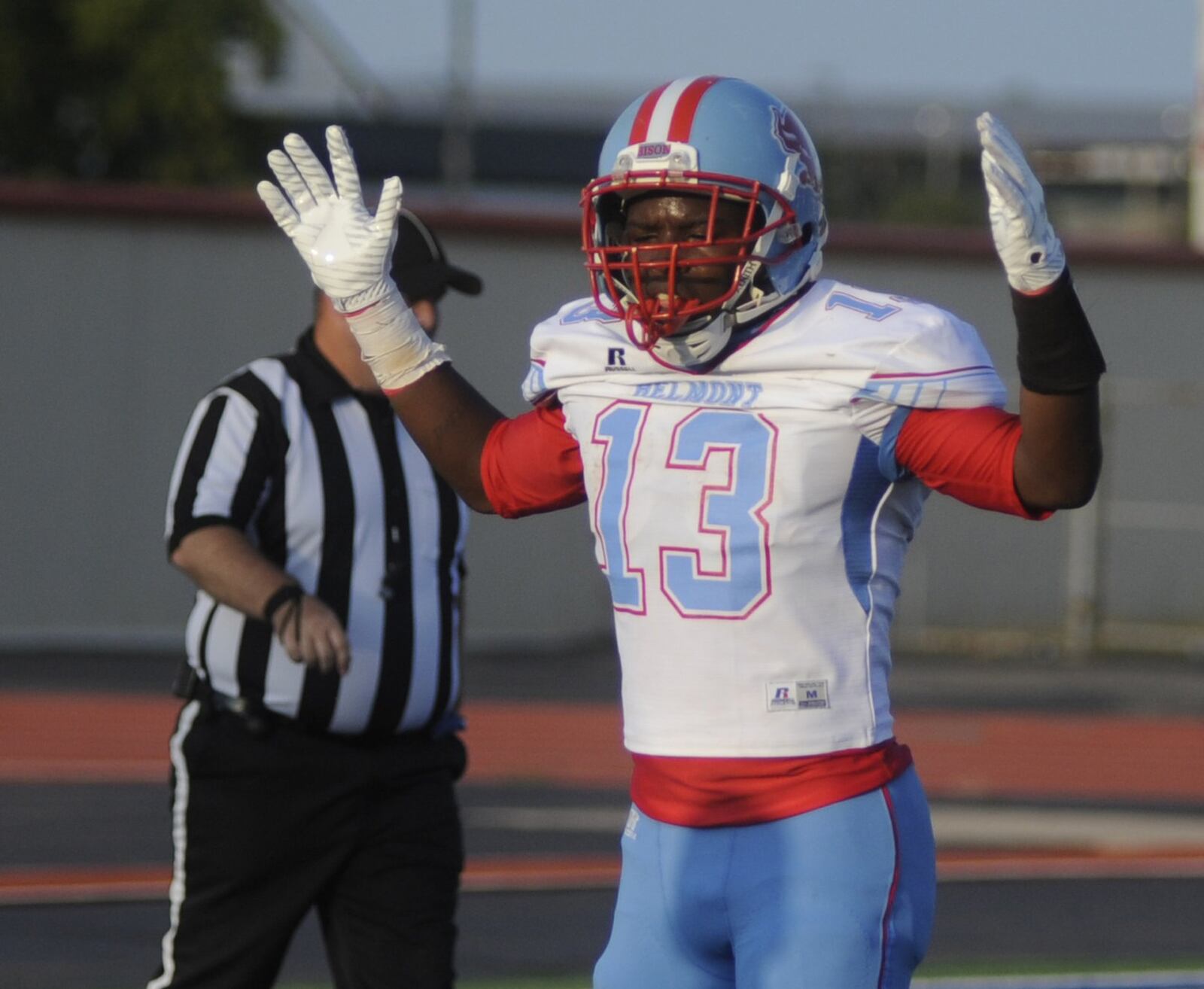 Senior running back Elijah Malcolm scored four touchdowns as Belmont defeated Dunbar 42-0 in a season-opening high school football game at Dayton’s Welcome Stadium on Thursday, Aug. 24, 2017. MARC PENDLETON / STAFF