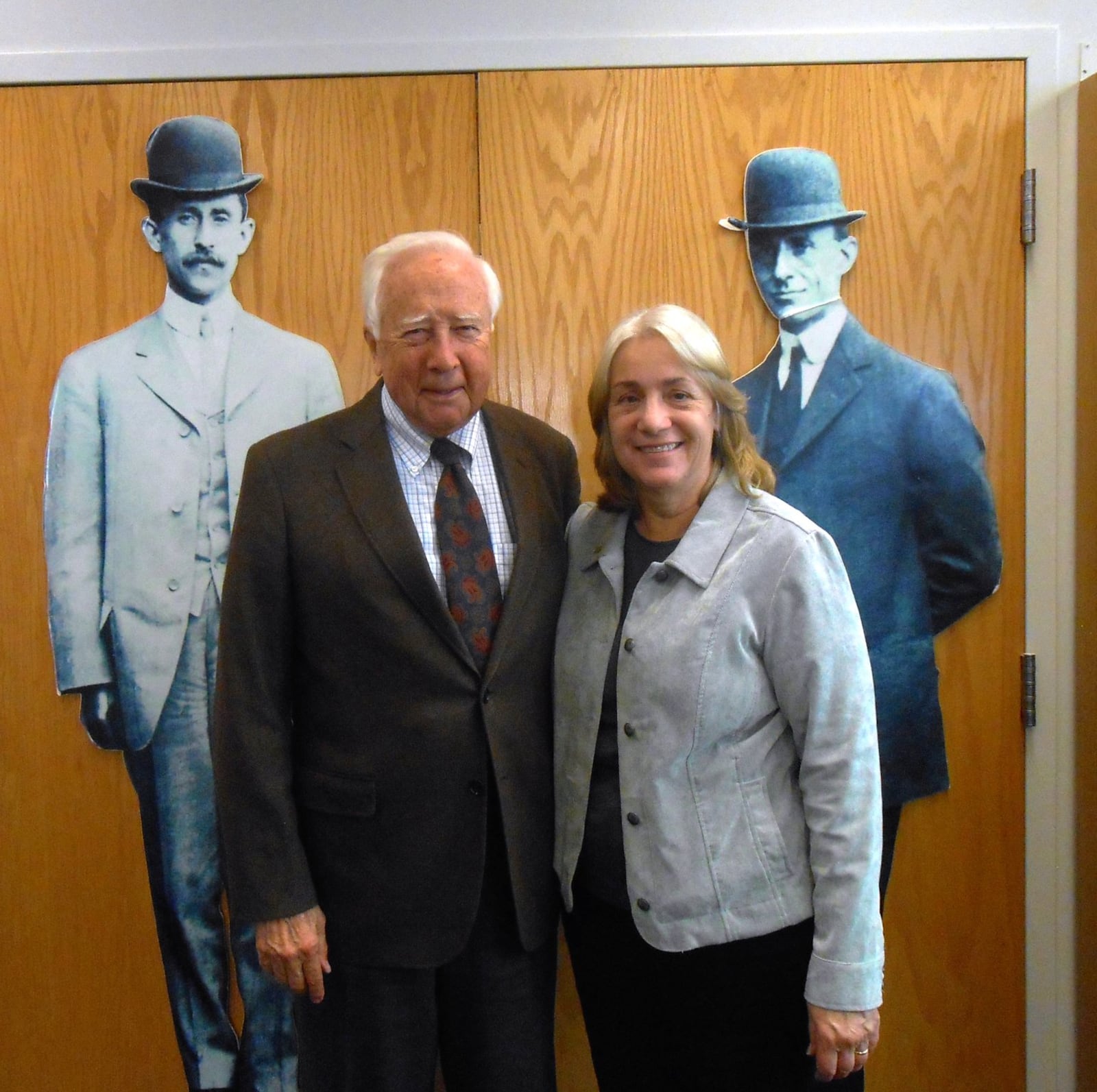 Dawne Dewey, head of Wright State’s Special Collections and Archives, meets with author and historian David McCullough to review material from the school’s Wright Brothers Collections. McCullough is author of the best-selling book, “The Wright Brothers.” CONTRIBUTED/WRIGHT STATE UNIVERSITY