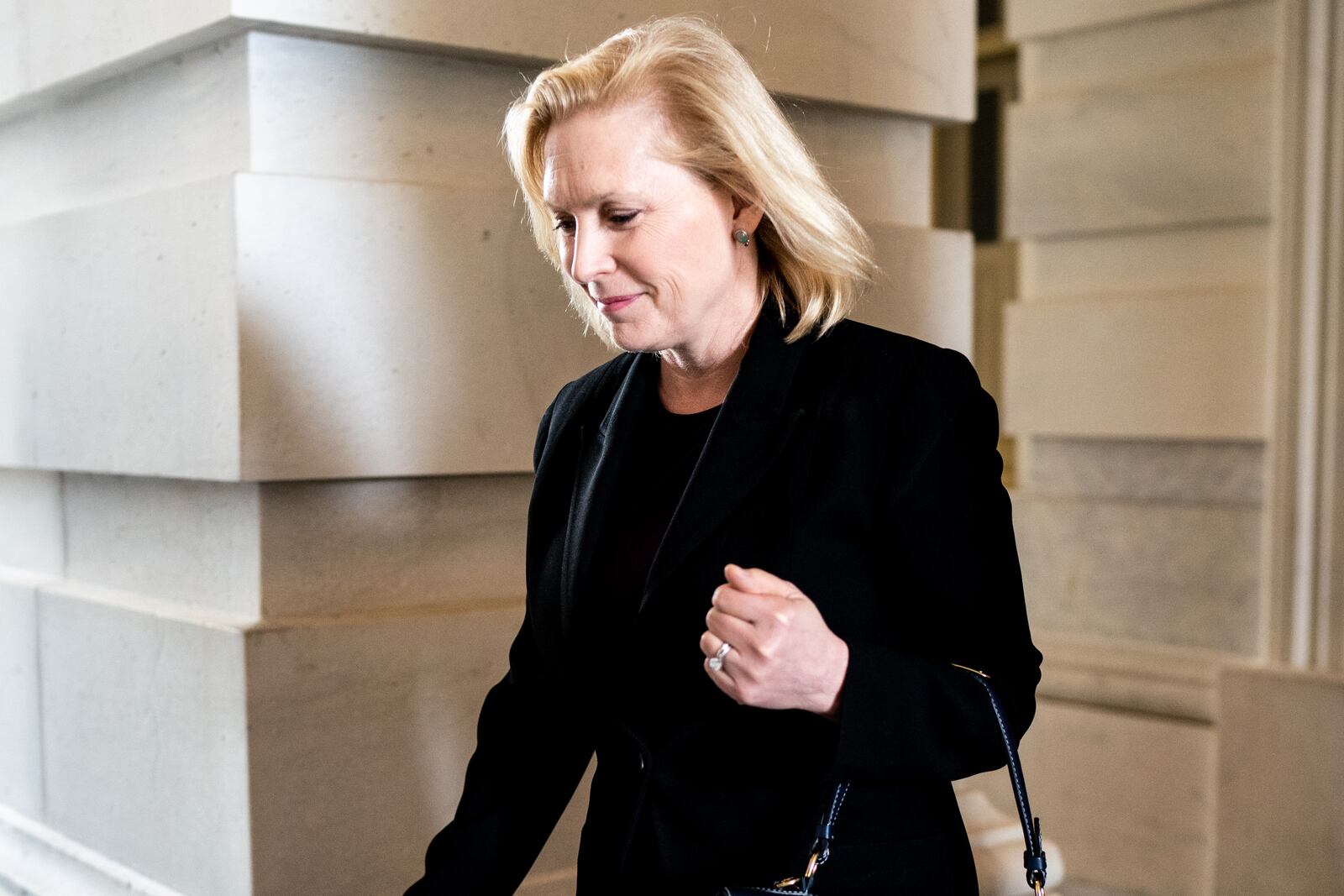 File -- Sen. Kirsten Gillibrand (D-N.Y.) at Capitol Hill in Washington on March 18, 2020. A bill championed by Sen. Gillibrand would remove military commanders from a role in prosecuting service members for sexual assault and has gained support from scores of key members of Congress. (Pete Marovich/The New York Times)