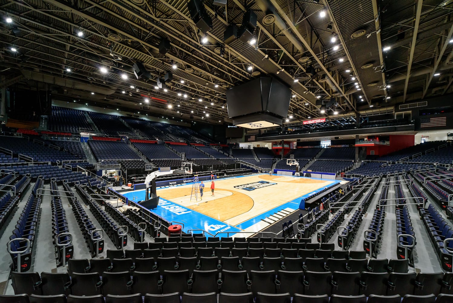 PHOTOS: NCAA First Four basketball court installation at UD Arena