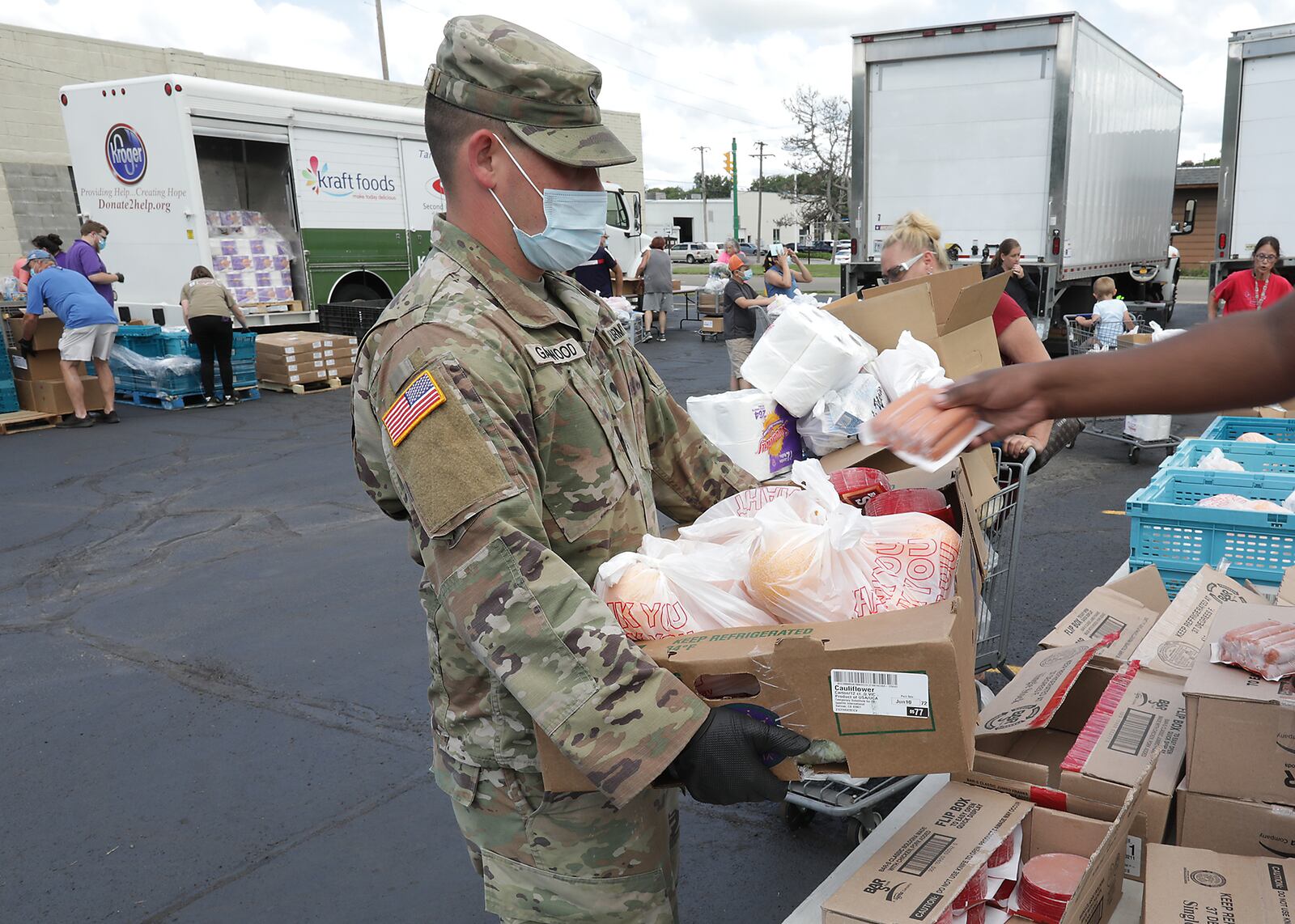 Members of the National Guard helped distribute food at the Second Harvest Food Bank due to a shortage of volunteers during the coronavirus pandemic. The food bank is among 66 organizations scheduled to receive funding from the United Way of Clark County.  BILL LACKEY/STAFF