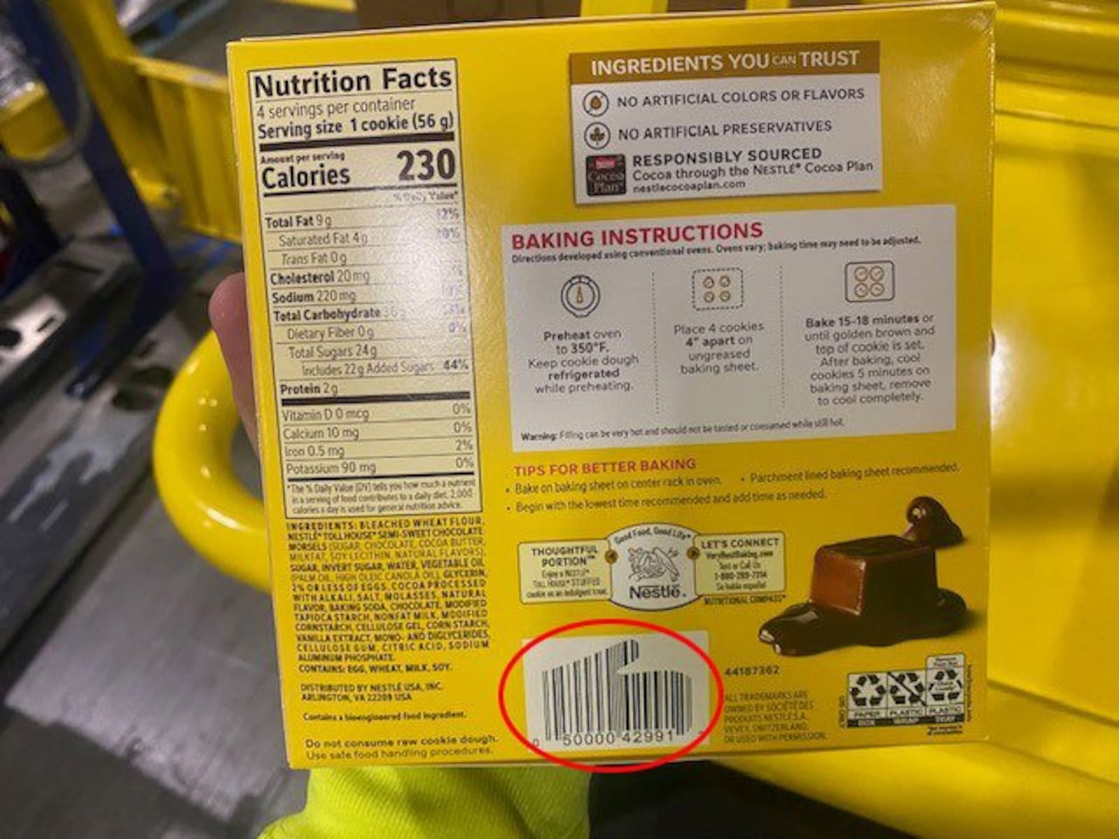 Nestle USA has voluntary recalled Toll House Stuffed Chocolate Chip Cookie Dough with Fudge Filling for the potential presence of plastic pieces. The cookie dough has a UPC code of 050000429912, according to the company. Photo courtesy Nestle USA>