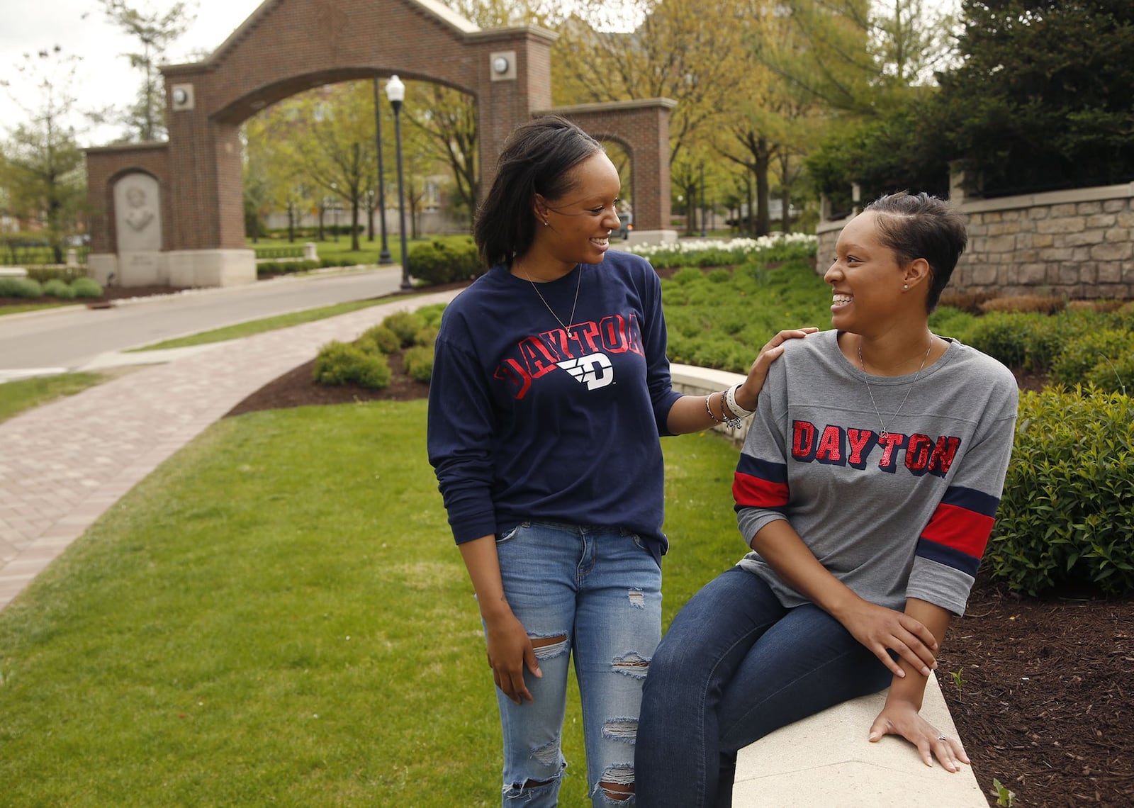 Sisters Kyler Turner, left, and Kiara Turner are graduating from The University of Dayton with degrees in early childhood education on Sunday. Their college education path started at the University of Cincinnati, then two years at Sinclair before their final two years at UD. TY GREENLEES / STAFF