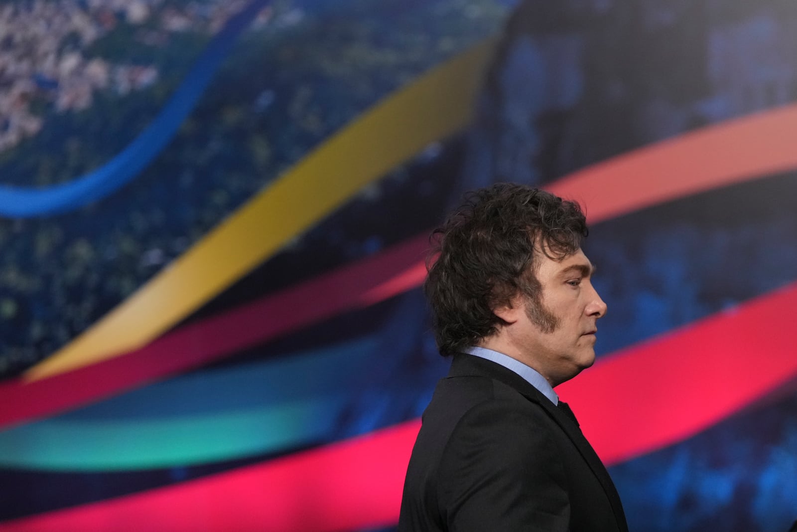 Argentina's President Javier Milei attends the G20 Summit in Rio de Janeiro, Tuesday, Nov. 19, 2024. (AP Photo/Silvia Izquierdo)