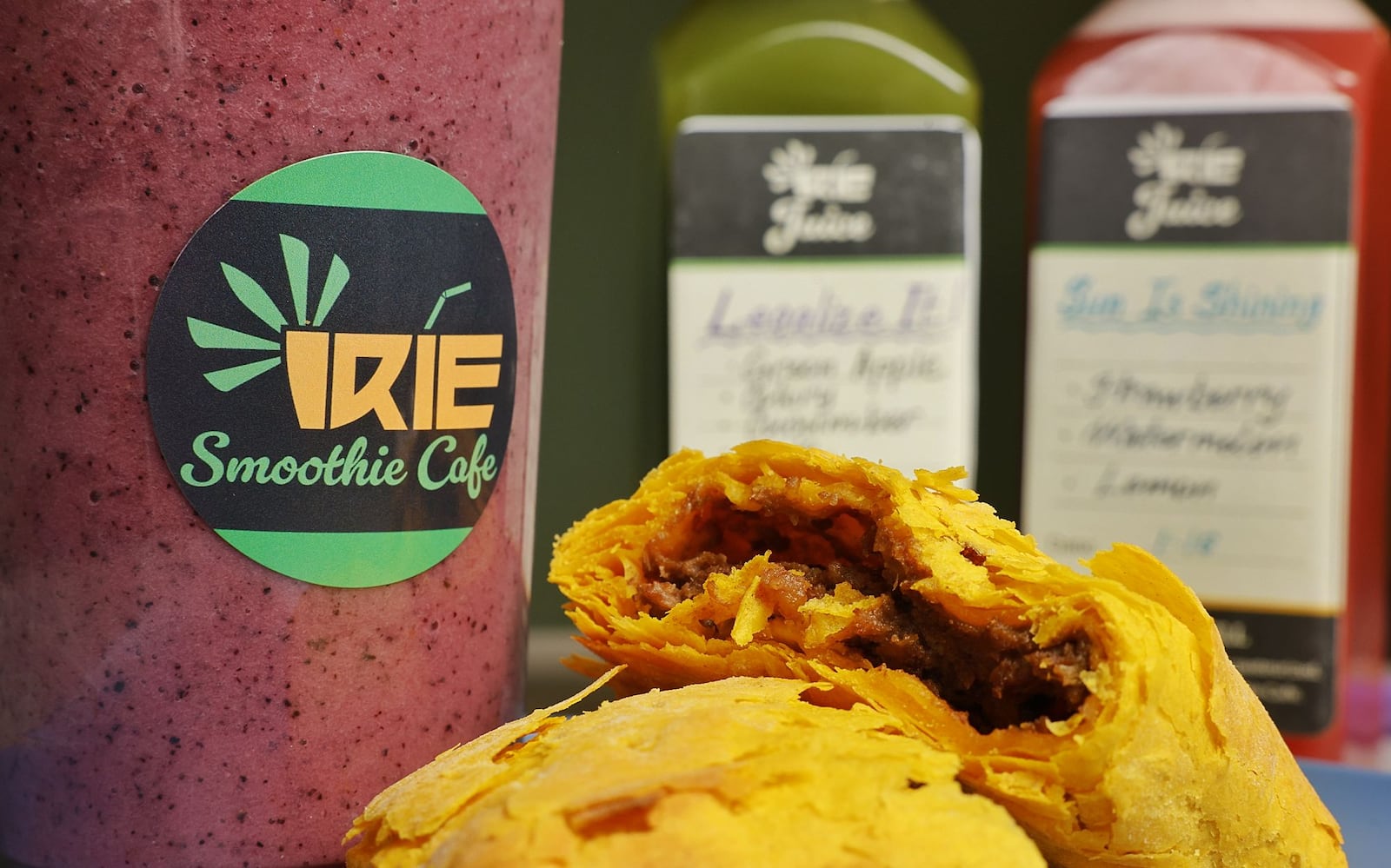 Irie Smoothie Café on Pendleton Circle in Middletown is celebrating one year in business. The café offers a variety of smoothies, parfaits, juices, Jamaican beef patties and more. NICK GRAHAM/STAFF