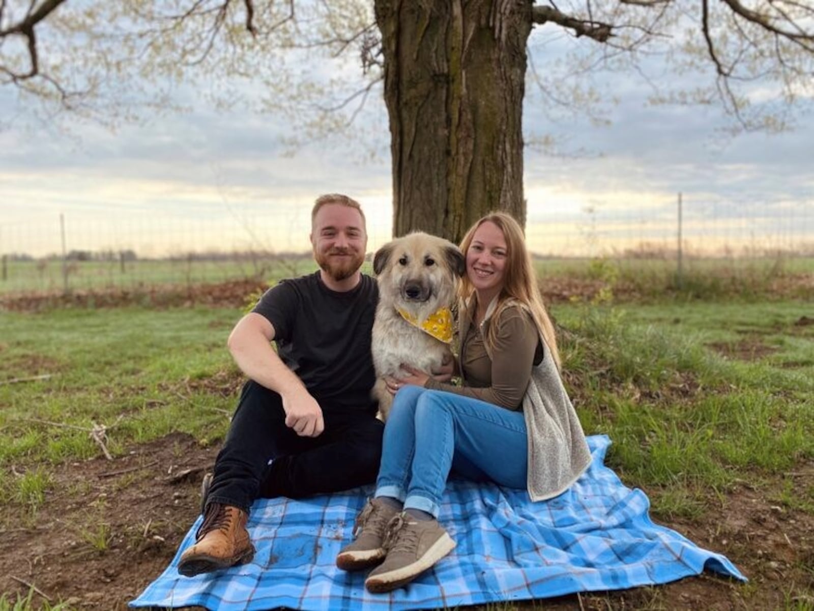 David Butcher, his partner Rachel Hammond and their dog Luna. CONTRIBUTED