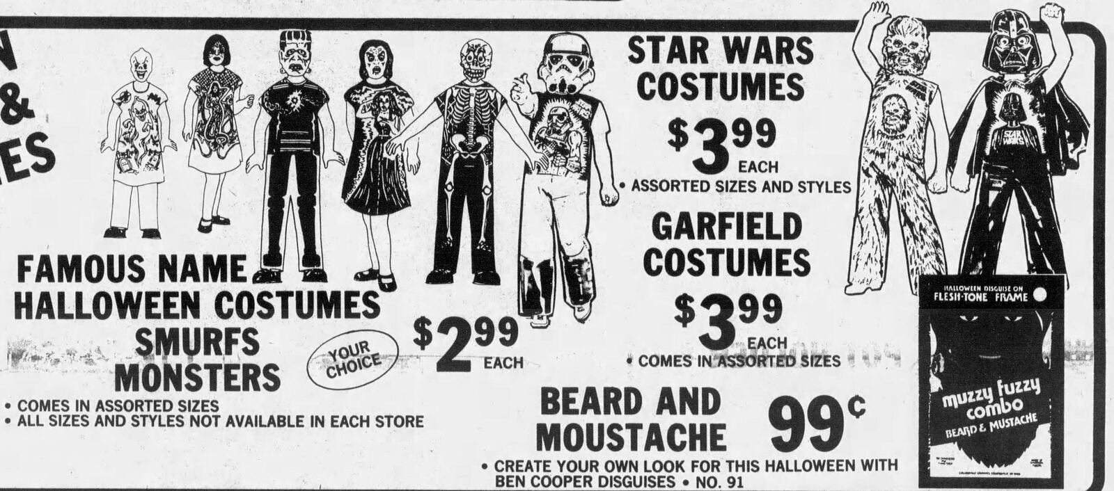 An advertisement for Halloween costumes in the Dayton Daily News during the 1980s. DAYTON DAILY NEWS ARCHIVES