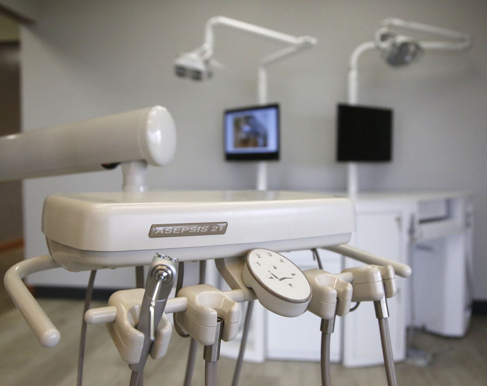 The Midmark Corporation in Versailles designs and manufactures medical equipment for doctors, dentists and veterinarians including powered exam chairs,furniture and workflow for exam and minor surgical procedure rooms. Dental student training equipment in Midmark’s Education Center. TY GREENLEES / STAFF