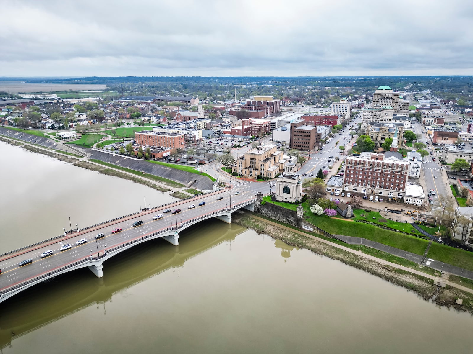 A view of the High-Main Bridge and Great Miami River Wednesday, April 10, 2024 in Hamilton. NICK GRAHAM/STAFF