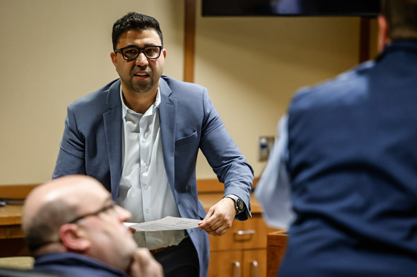 Montgomery County democratic party chairman Mohamed Al-Handani was a witness during a protest hearing at the Montgomery County Board of Elections Tuesday January 16, 2024. JIM NOELKER/STAFF