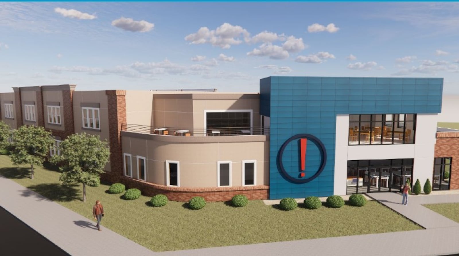 A rendering of the proposed Liberty High School at Wayne Avenue and Wyoming Street in southeast Dayton. Some design details are expected to change. CONTRIBUTED