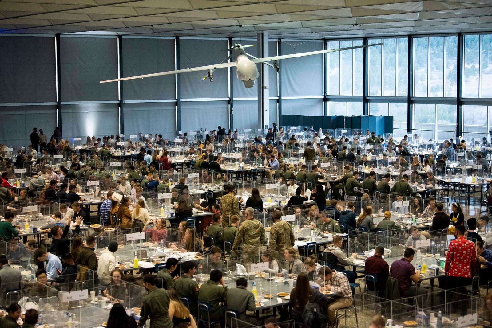 Cadets fill the U.S. Air Force Academy’s Mitchell Hall dining facility for Thanksgiving dinner, Nov. 26 in Colorado Springs, Colo. (U.S. Air Force Academy photo by Joshua Armstrong)