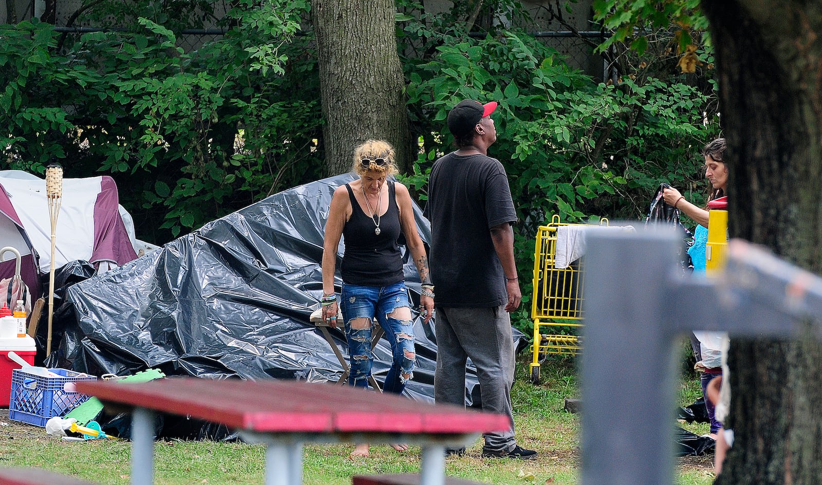 A homeless camp at 423 N. Paul Laurence Dunbar street, in Dayton. MARSHALL GORBY\STAFF