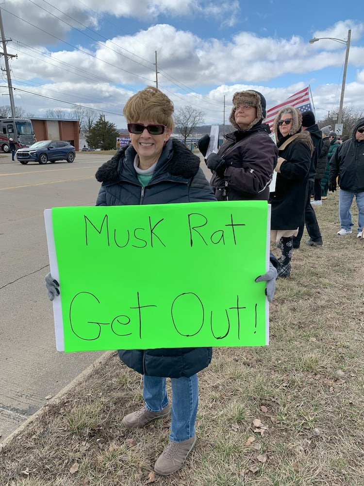 Tesla protest Moraine 2025