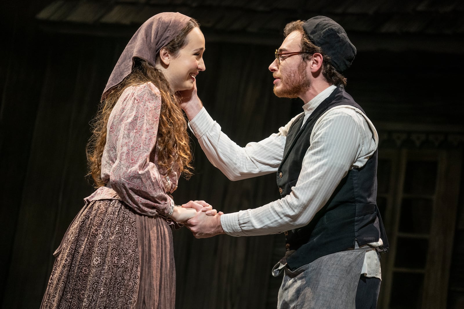 Kelly Gabrielle Murphy (Tzeitel) and Daniel Kushner (Motel) in the national tour of “Fiddler on the Roof.’’   The original show opened on Broadway in 1964. JOAN MARCUS/COURTESY PHOTO