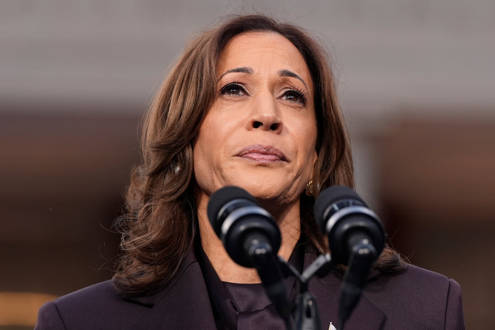 Vice President Kamala Harris delivers a concession speech after the 2024 presidential election, Wednesday, Nov. 6, 2024, on the campus of Howard University in Washington. (AP Photo/Jacquelyn Martin)