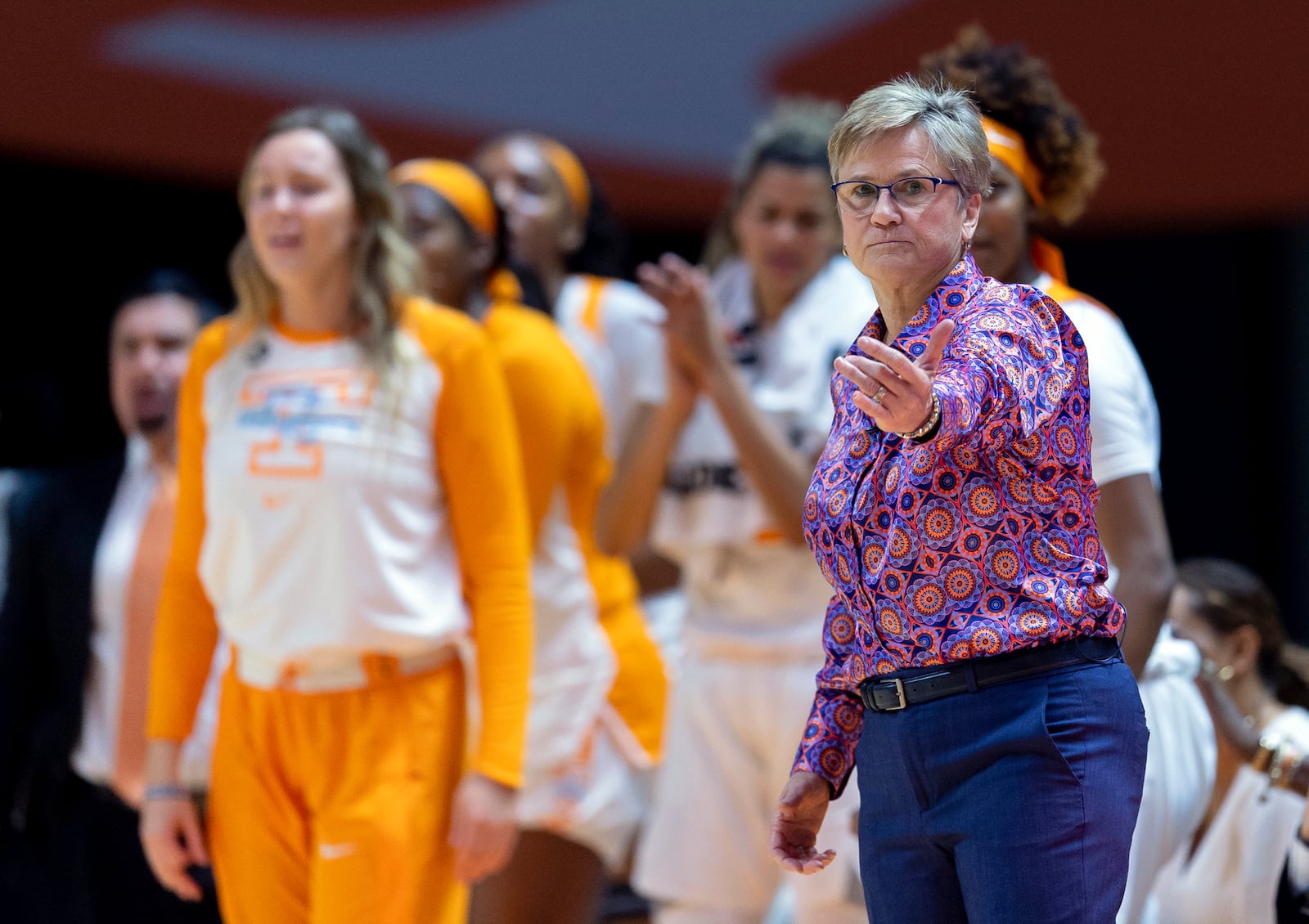 FILE - In this Jan. 10, 2019, file photo, Tennessee head coach Holly Warlick directs players on the court during an NCAA basketball game against Kentucky in Knoxville, Tenn. (AP Photo/Bryan Woolston,File)