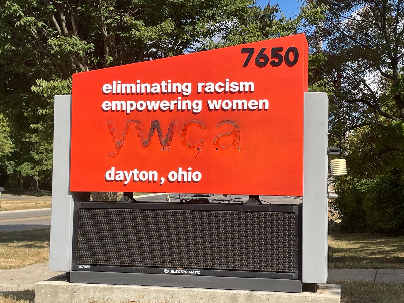 The remainder of a YWCA sign stands at the entrance of its former Huber Heights campus.