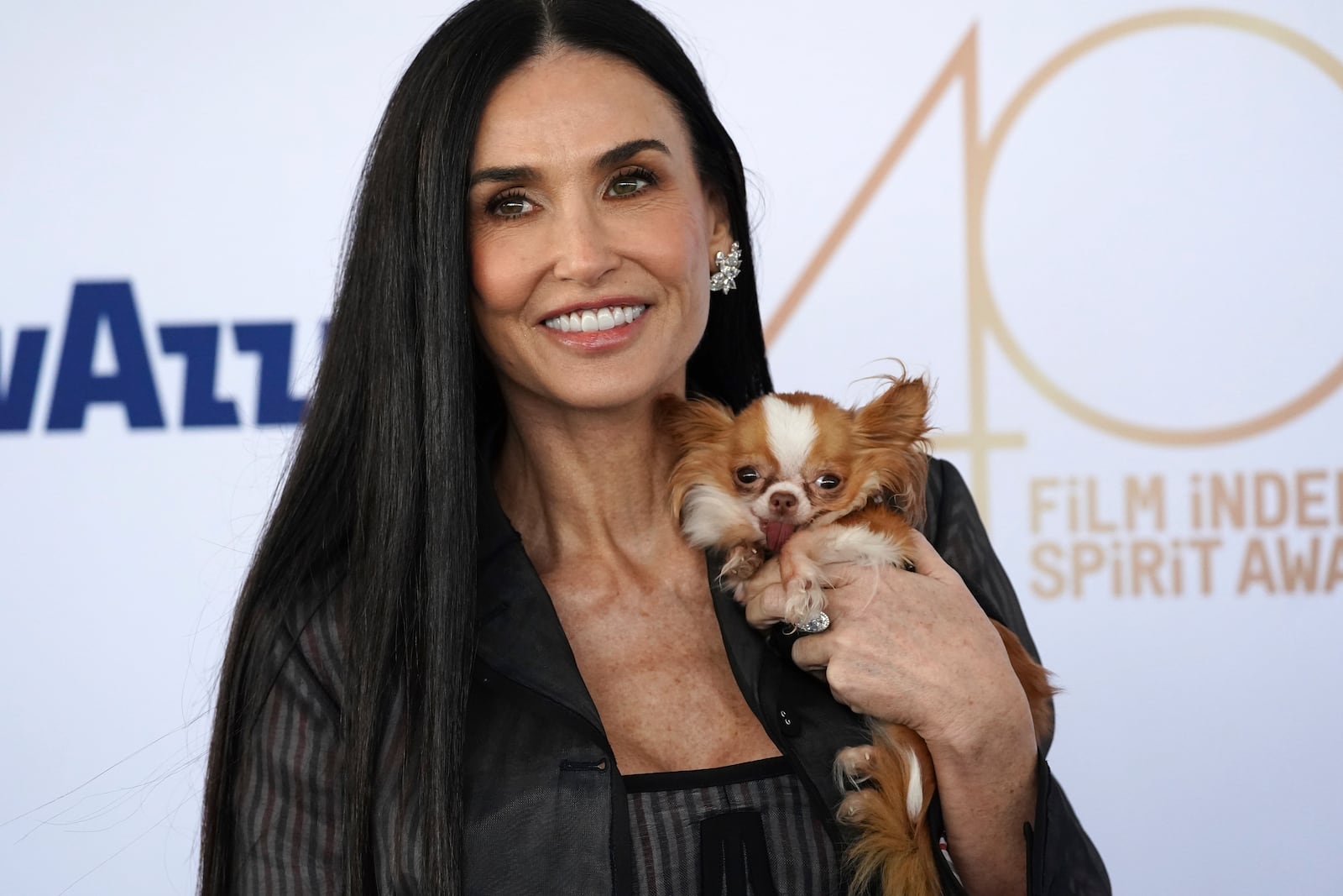 Demi Moore arrives at the Film Independent Spirit Awards on Saturday, Feb. 22, 2025, in Santa Monica, Calif. (Photo by Jordan Strauss/Invision/AP)