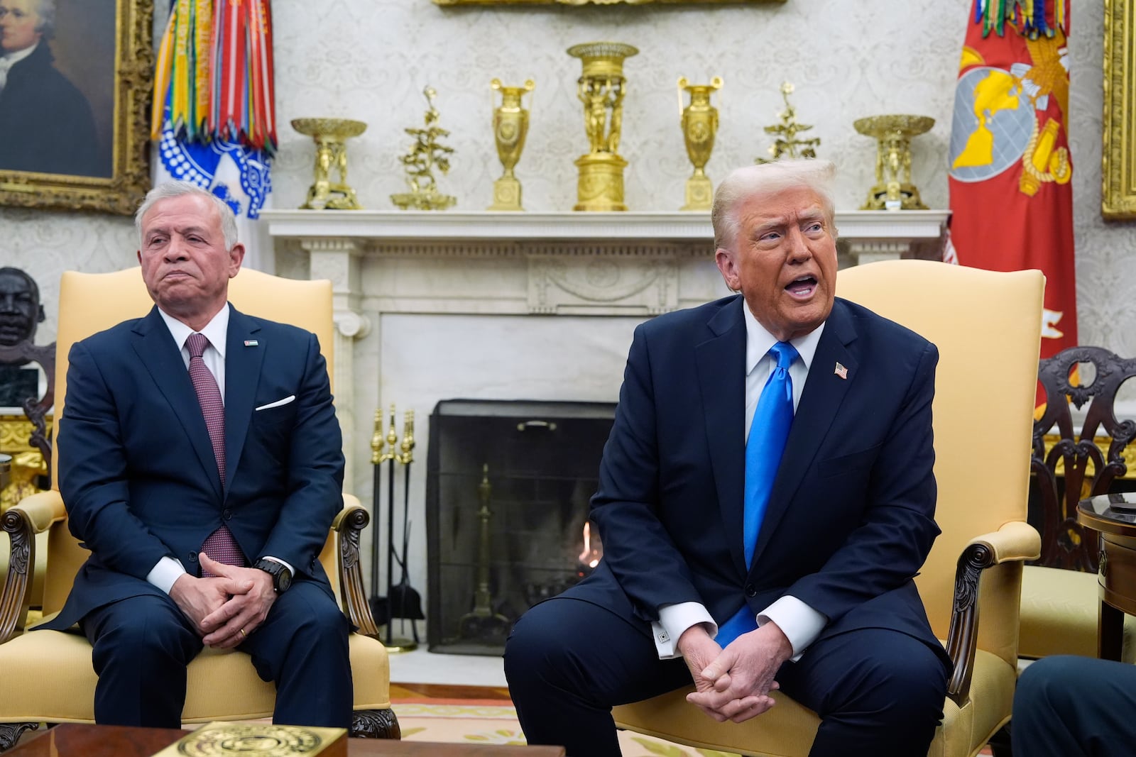 President Donald Trump speaks with Jordan's King Abdullah II in the Oval Office at the White House, Tuesday, Feb. 11, 2025, in Washington. (Photo/Alex Brandon)