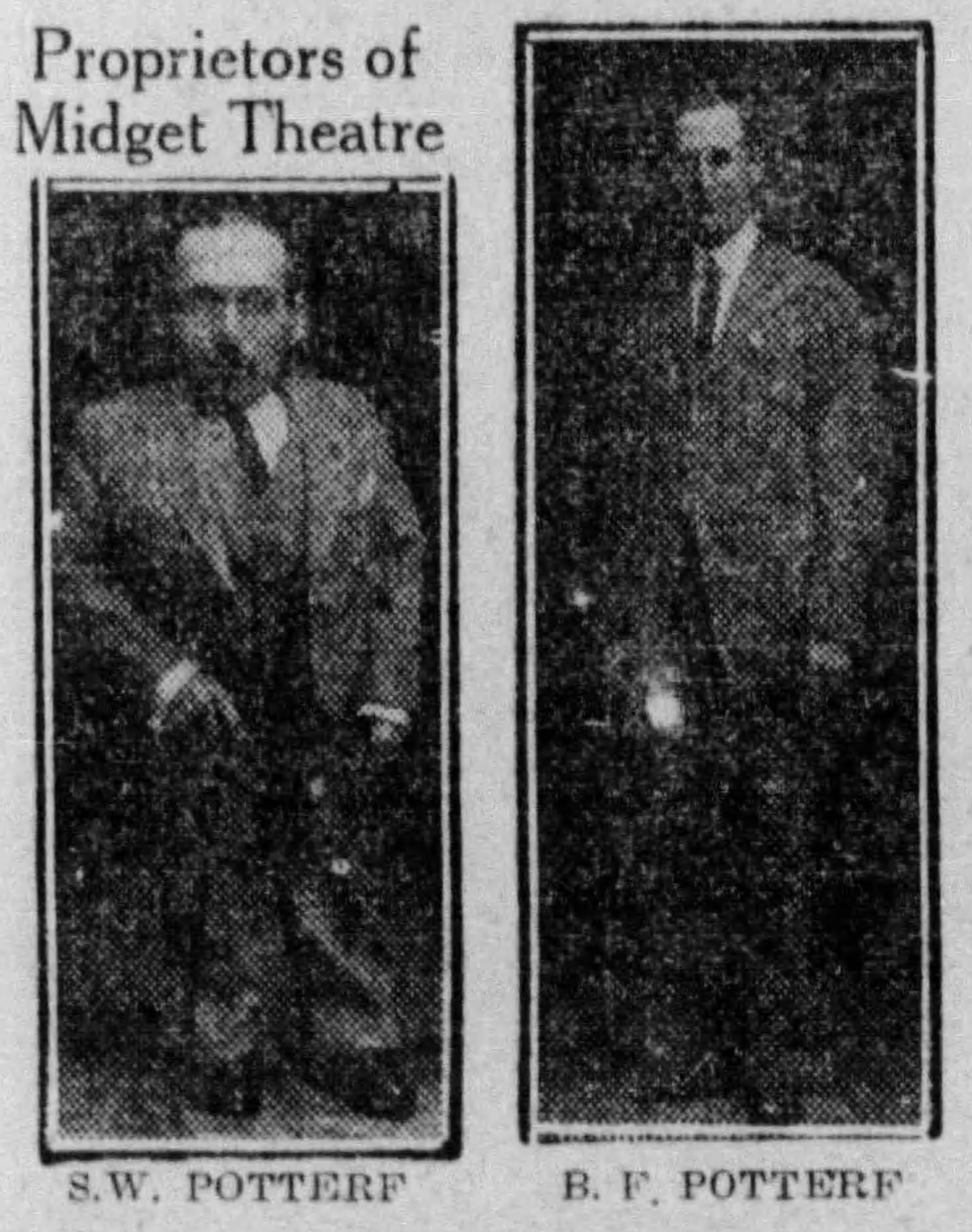 Proprietors of the Midget Theatre - S.W. Potterf & B.F. Potterf, May 15, 1915
Dayton Daily News Archives