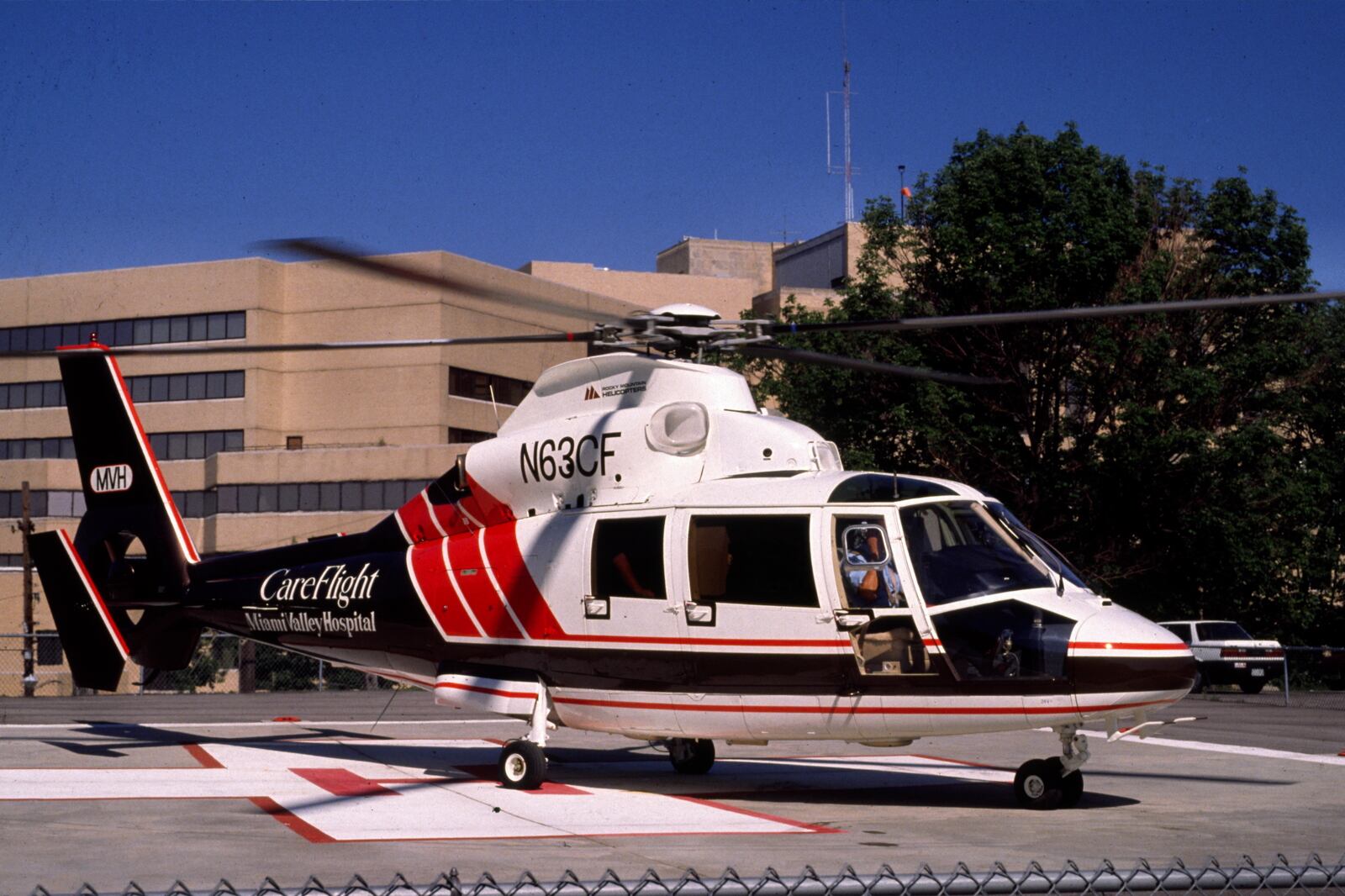 CareFlight with its original paint scheme in the 1980s and early 90s. COURTESY OF PREMIER HEALTH