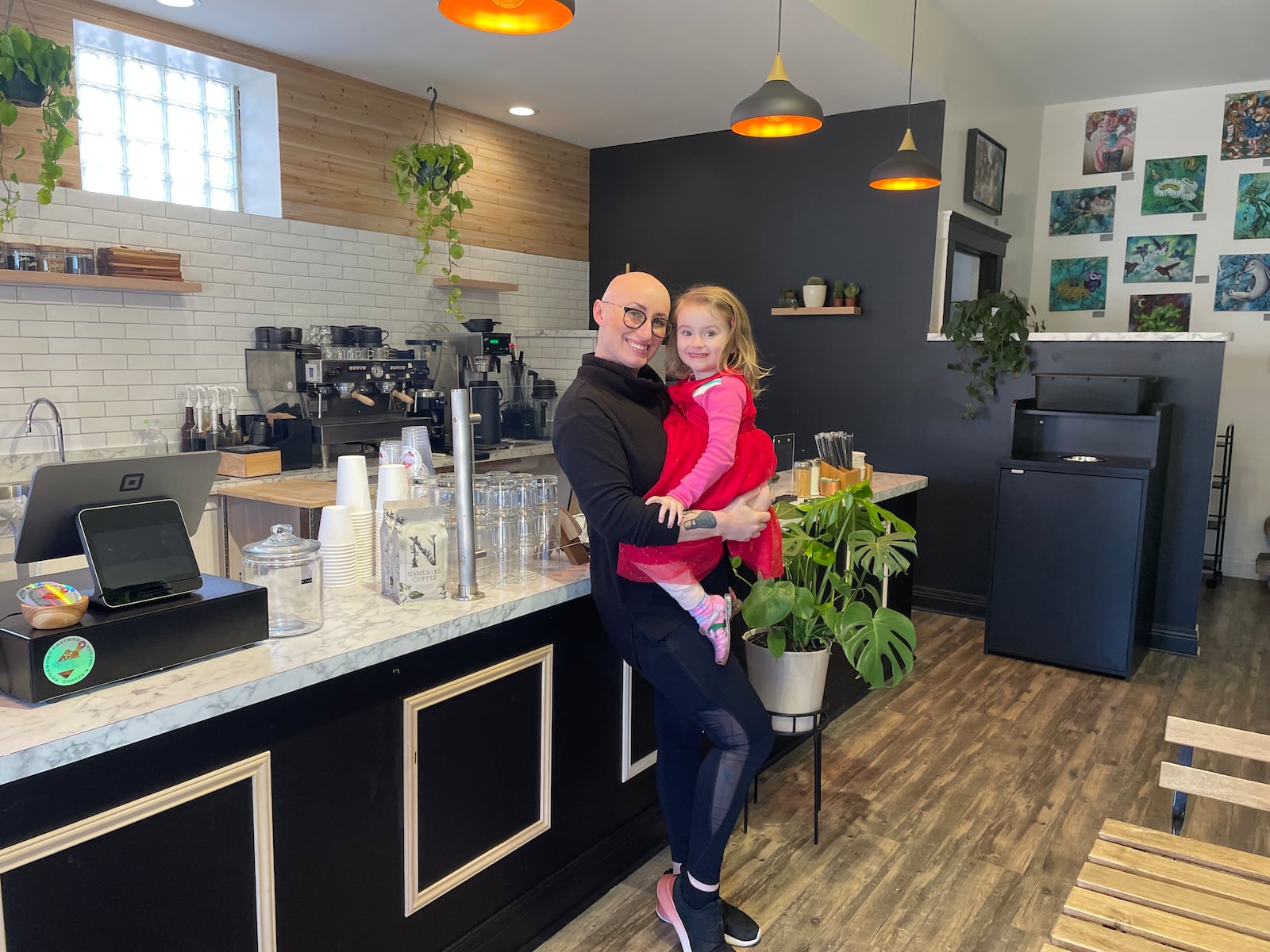 Val’s Bakery is opening Monday, March 27 at 1120 Brown St. in Dayton. Pictured is owner Paige Woodie and her daughter, Finnley. NATALIE JONES/STAFF