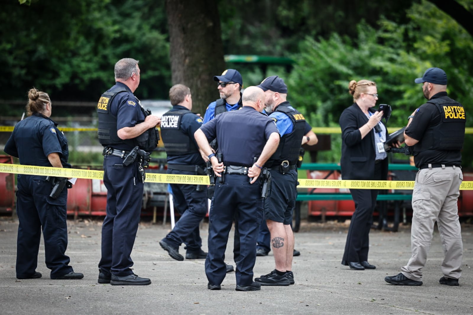 Dayton police are investigating a shooting at Park Manor apartment complex late Wednesday morning on June 26, 2024. JIM NOELKER / STAFF