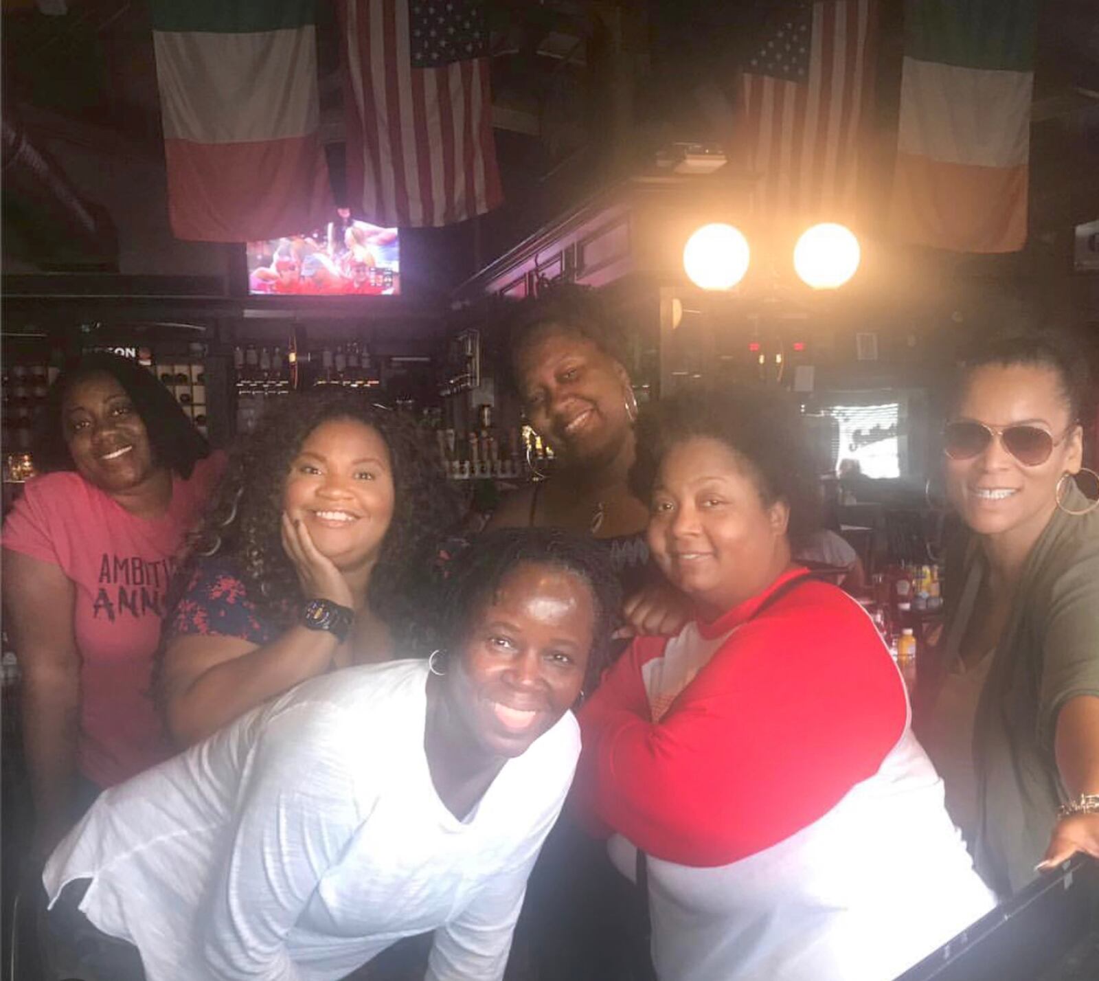 April Alford with friends at the Dublin Pub. Back row, left to right: LeKeisha Grant, Wyonna Chenault, Angela Pearson. Front row, left to right: April Alford, Anitra Rucker and Malika Jordan. CONTRIBUTED PHOTO