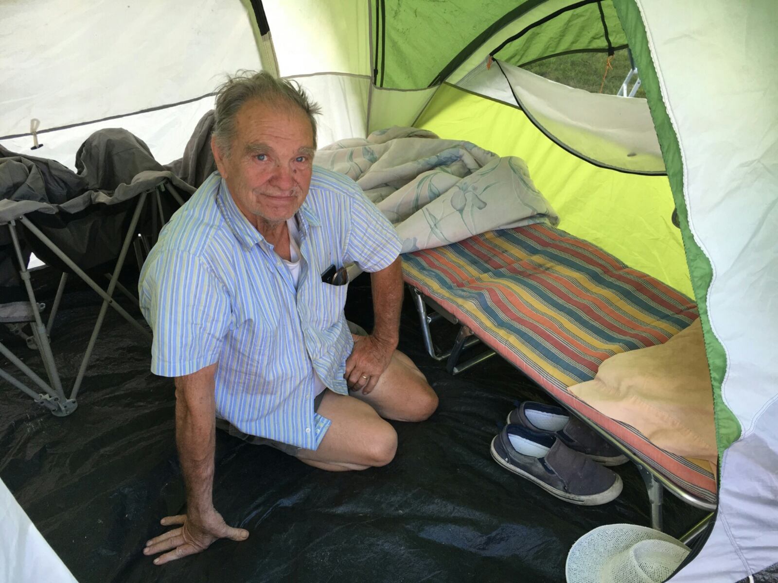 Bob Daniels of Beavercreek was first in line Tuesday at Raising Canes.