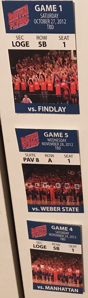 Dayton Flyers ticket stubs