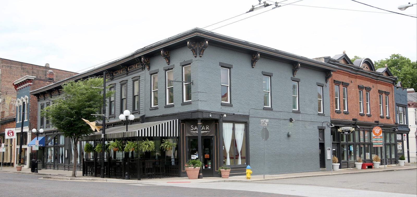 The southeast intersection of Fifth and Brown Streets was built in 1850. Today Salar, a restaurant that describes its' menu as serving "World-Fusion" cuisine, is located in the building at the corner. LISA POWELL /STAFF