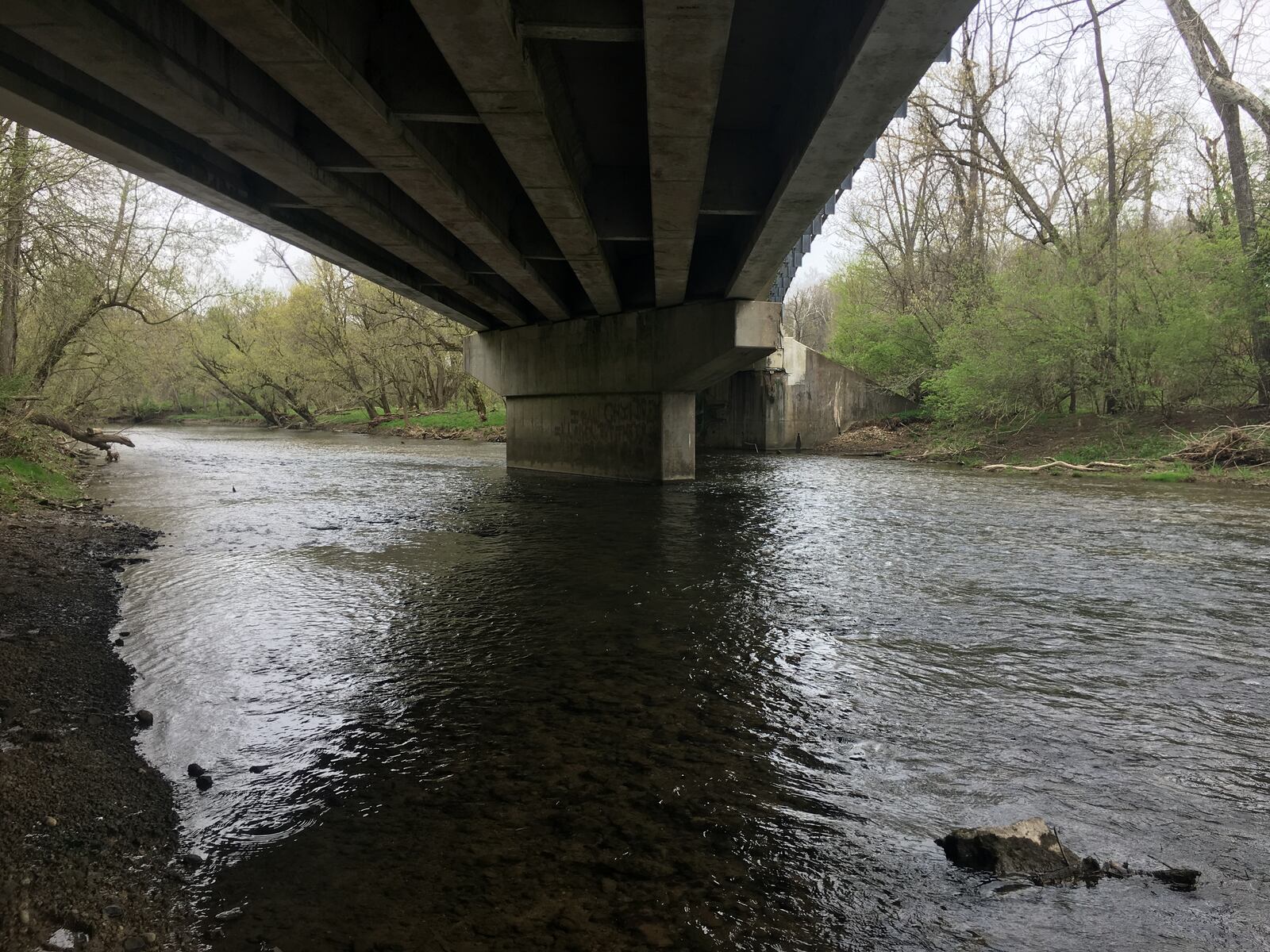 Underneath the Grinnell Road bridge