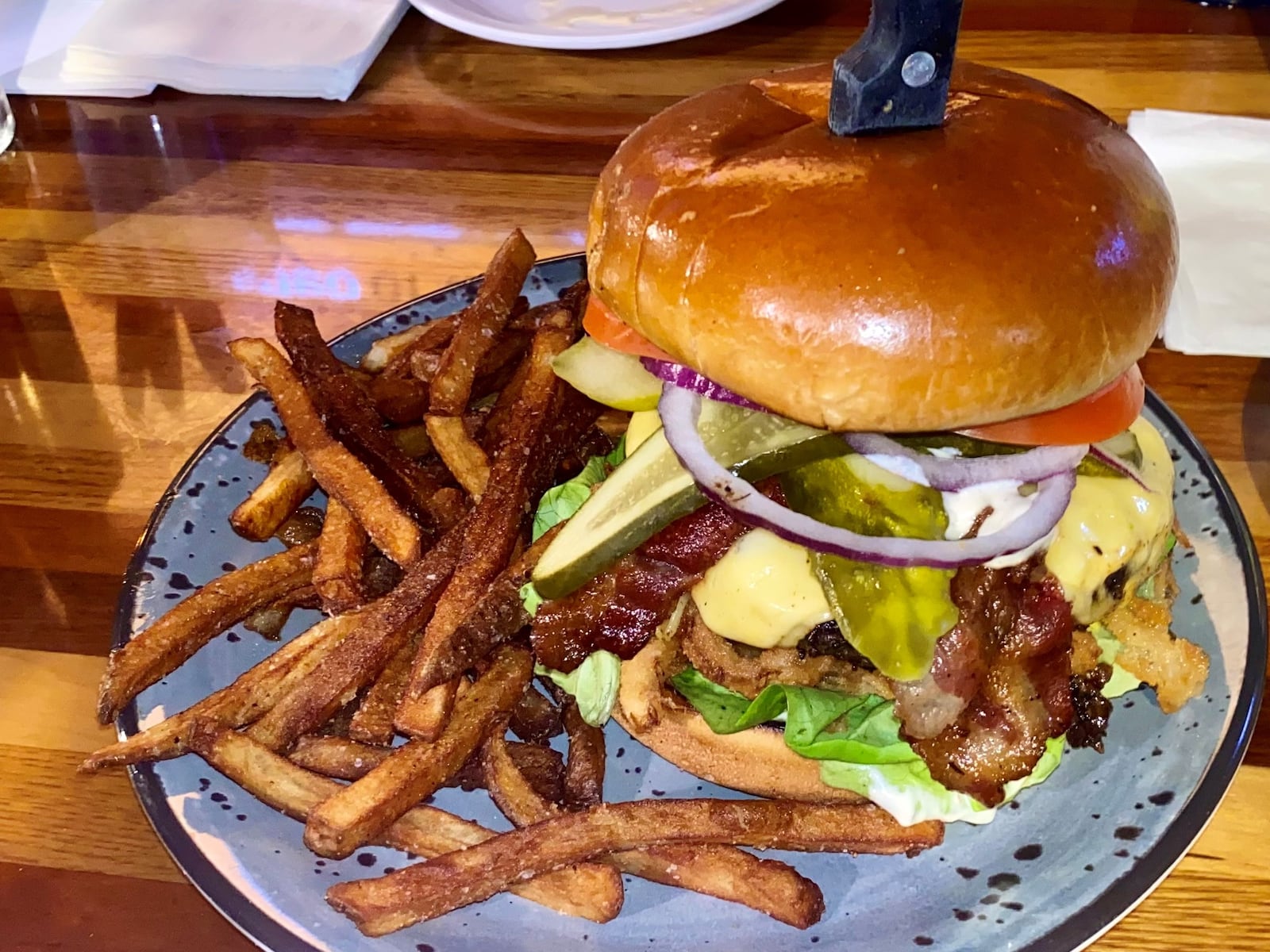 The Haystack burger from 571 Grill & Draft House in New Carlisle. NATALIE JONES/STAFF