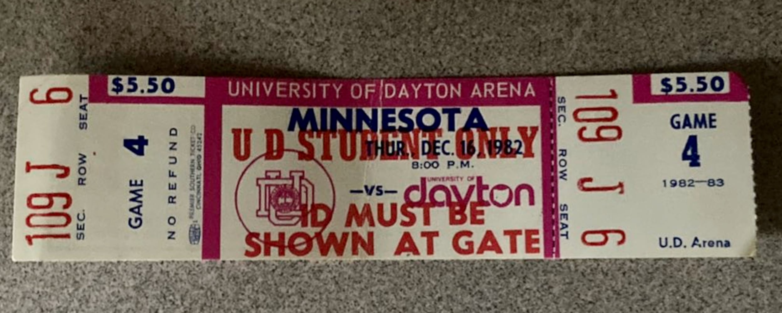 Dayton Flyers ticket stubs