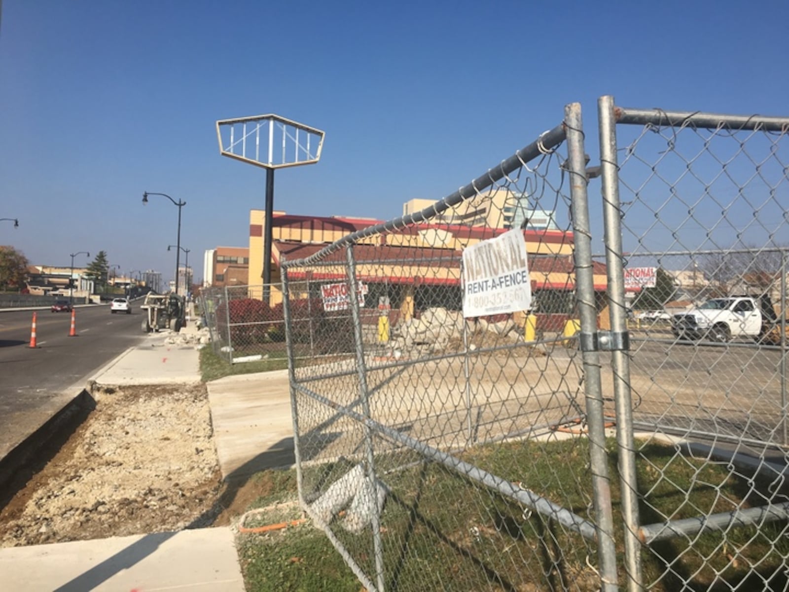 The building that formerly housed Denny's restaurant in downtown Dayton is being demolished. PHOTO / Amelia Robinson