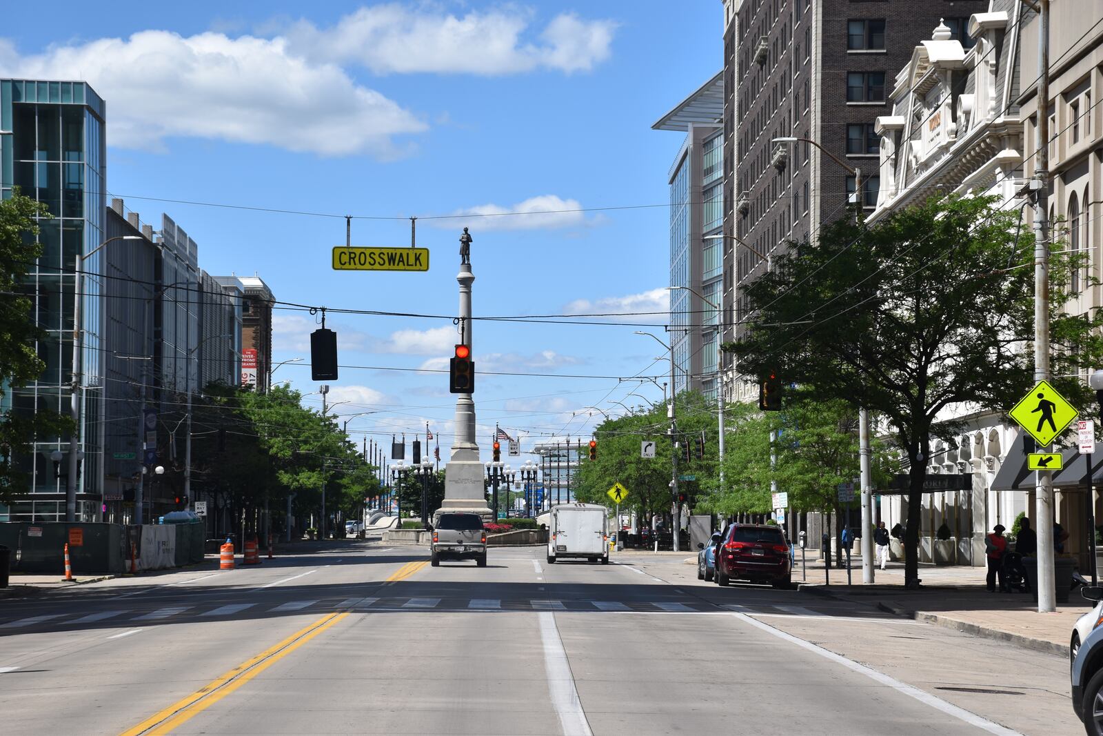 The Private Fair monument on North Main Street in downtown Dayton. CORNELIUS FROLIK / STAFF