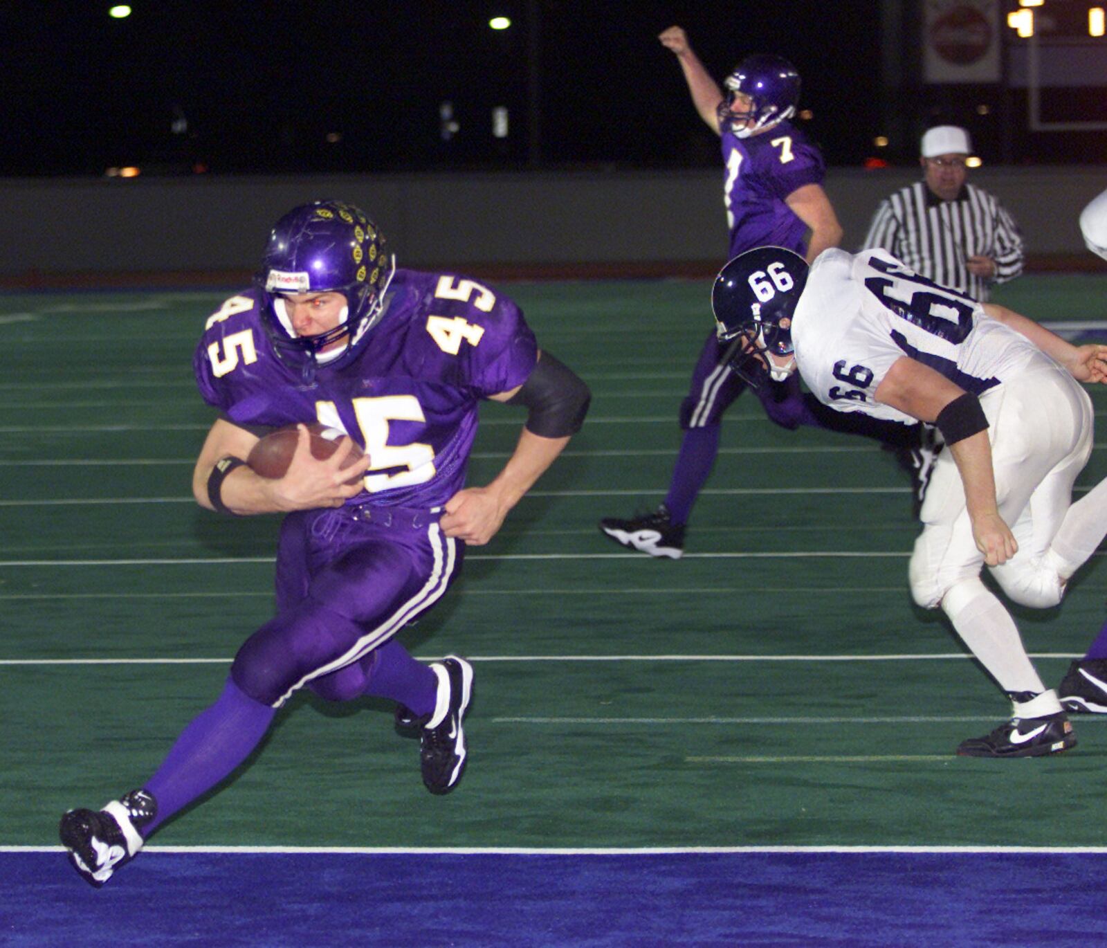 Zac Molnar, a senior for Butler, crosses the goal line for a touchdown during the Butler/Edgewood High School football game. DDN FILE